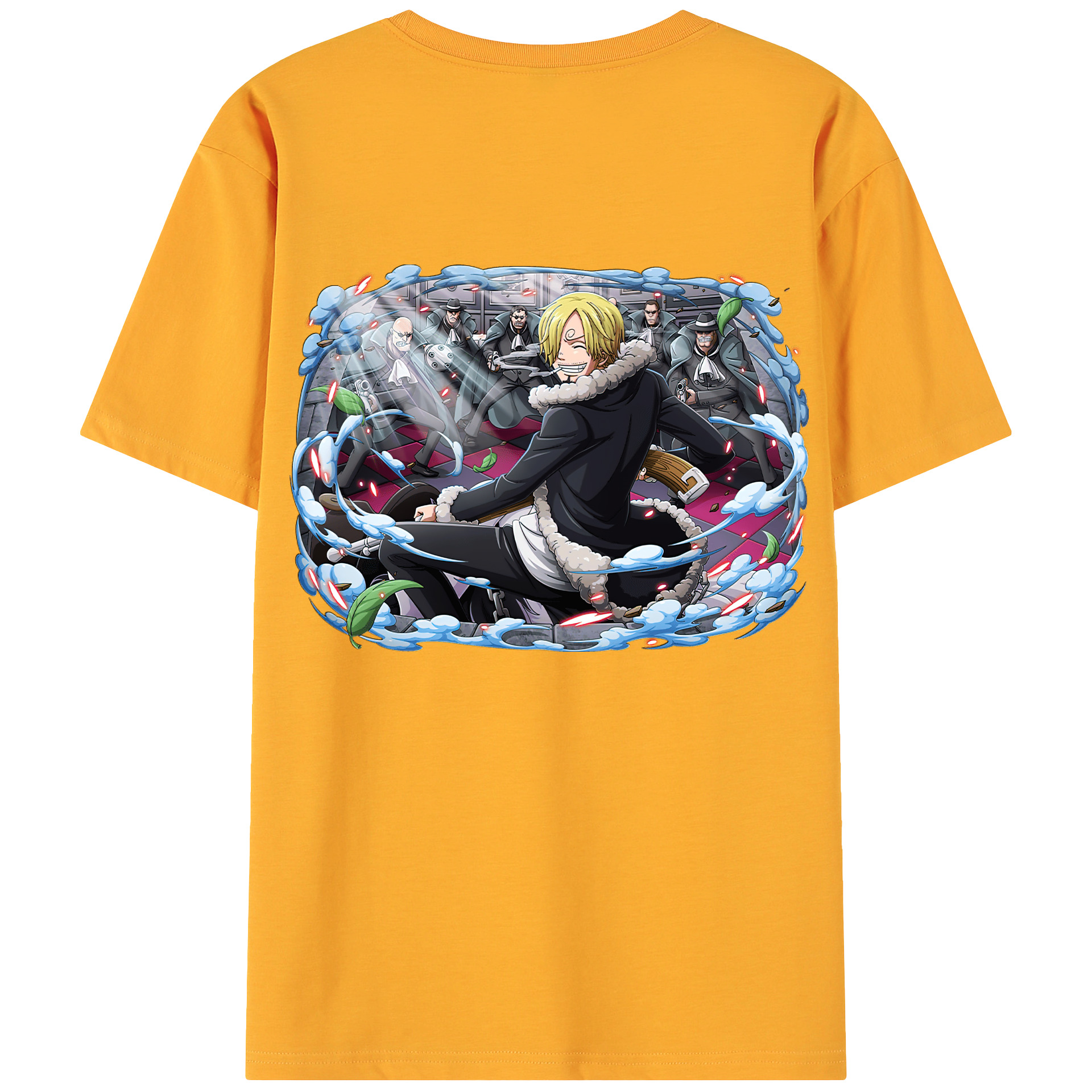 （画像用） ワンピース サンジ ONE PIECE Sanji 綿100％ メンズ半袖Tシャツ（バックプリント） 通気性