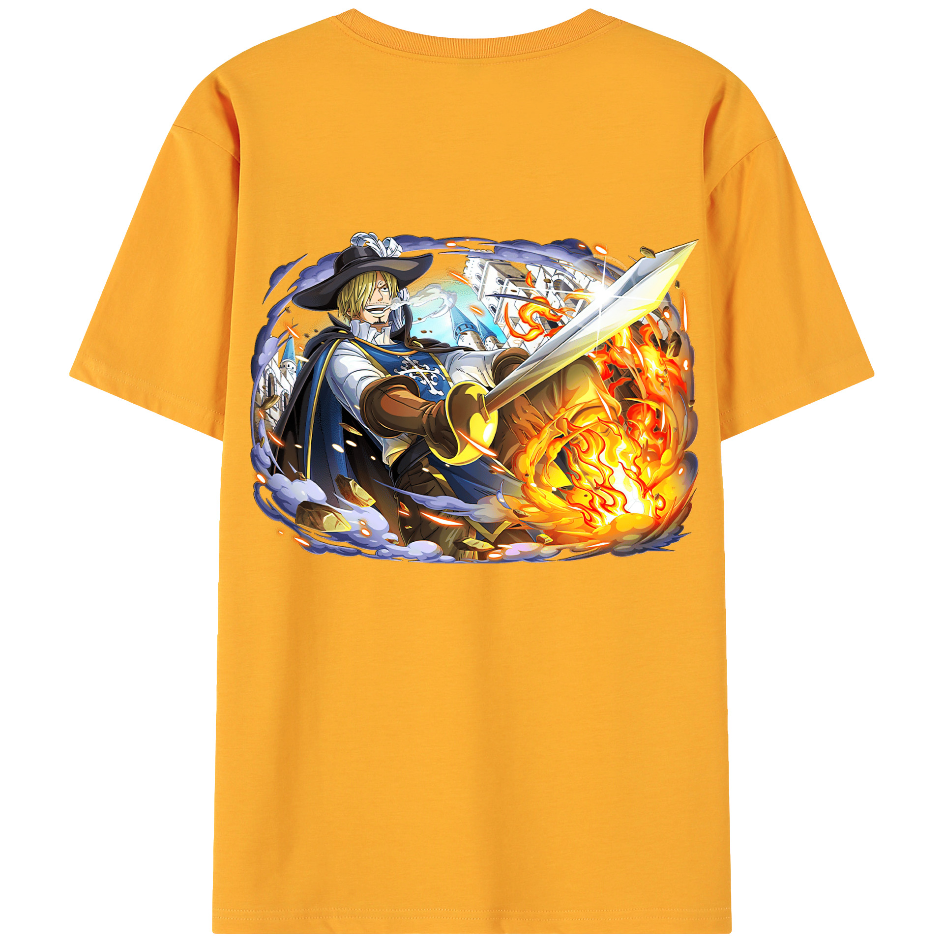 （画像用） ワンピース サンジ ONE PIECE Sanji 綿100％ メンズ半袖Tシャツ（バックプリント） 通気性