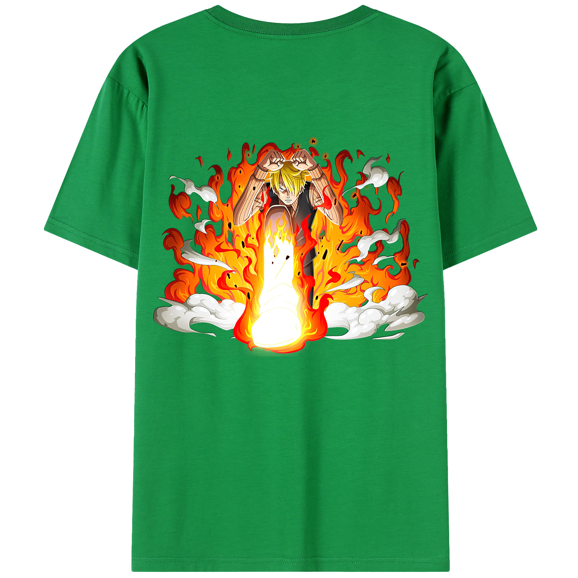 （画像用） ワンピース サンジ ONE PIECE Sanji 綿100％ メンズ半袖Tシャツ（バックプリント） 通気性