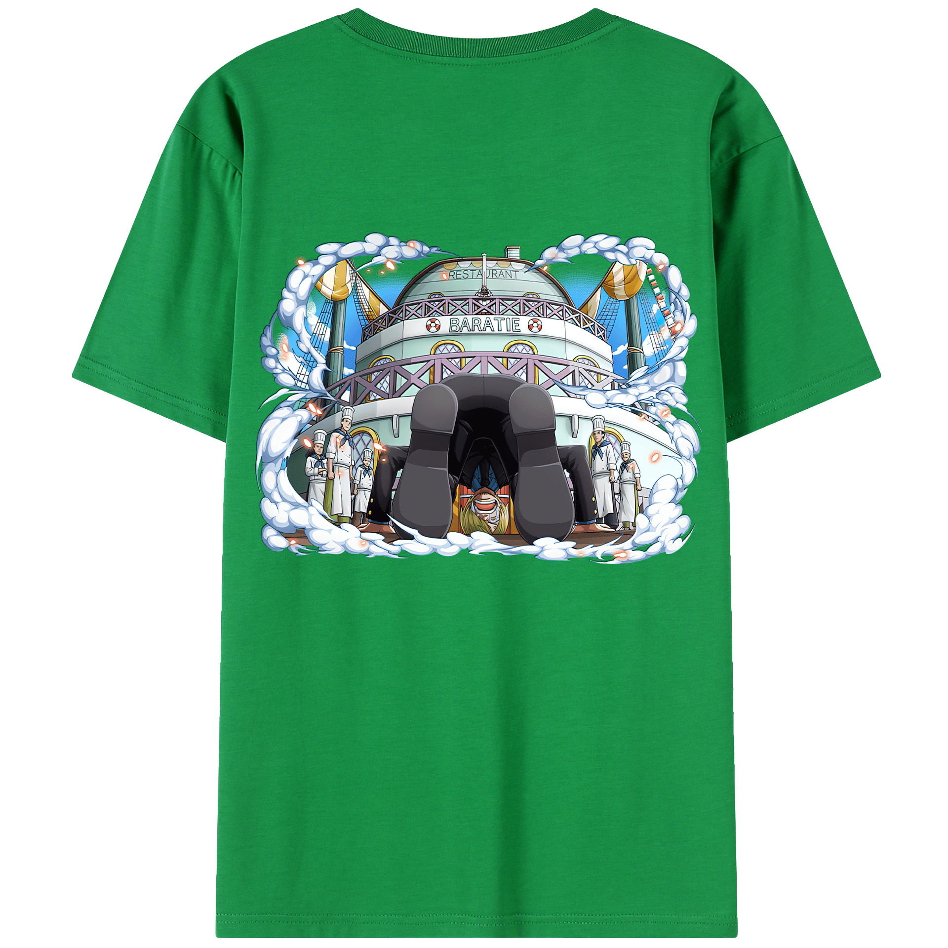 （画像用） ワンピース サンジ ONE PIECE Sanji 綿100％ メンズ半袖Tシャツ（バックプリント） 通気性