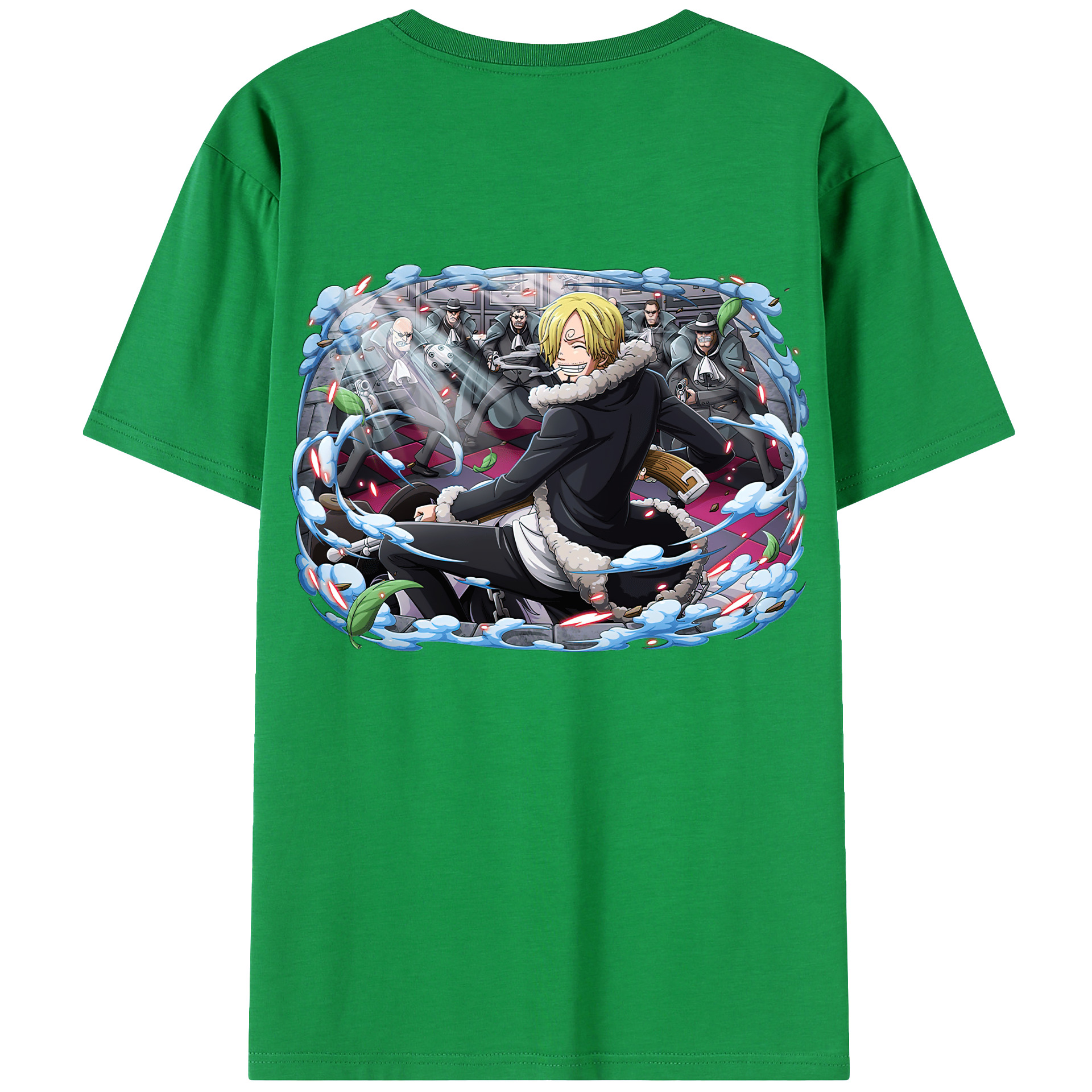 （画像用） ワンピース サンジ ONE PIECE Sanji 綿100％ メンズ半袖Tシャツ（バックプリント） 通気性