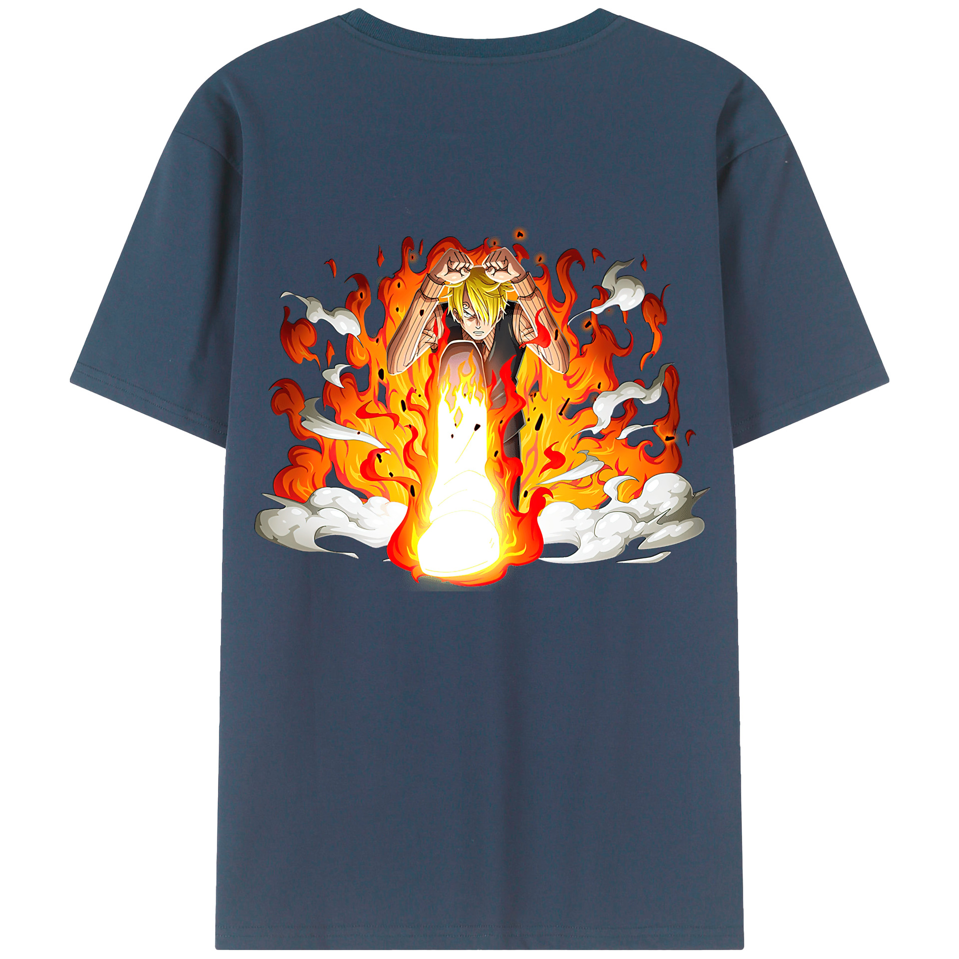 （画像用） ワンピース サンジ ONE PIECE Sanji 綿100％ メンズ半袖Tシャツ（バックプリント） 通気性