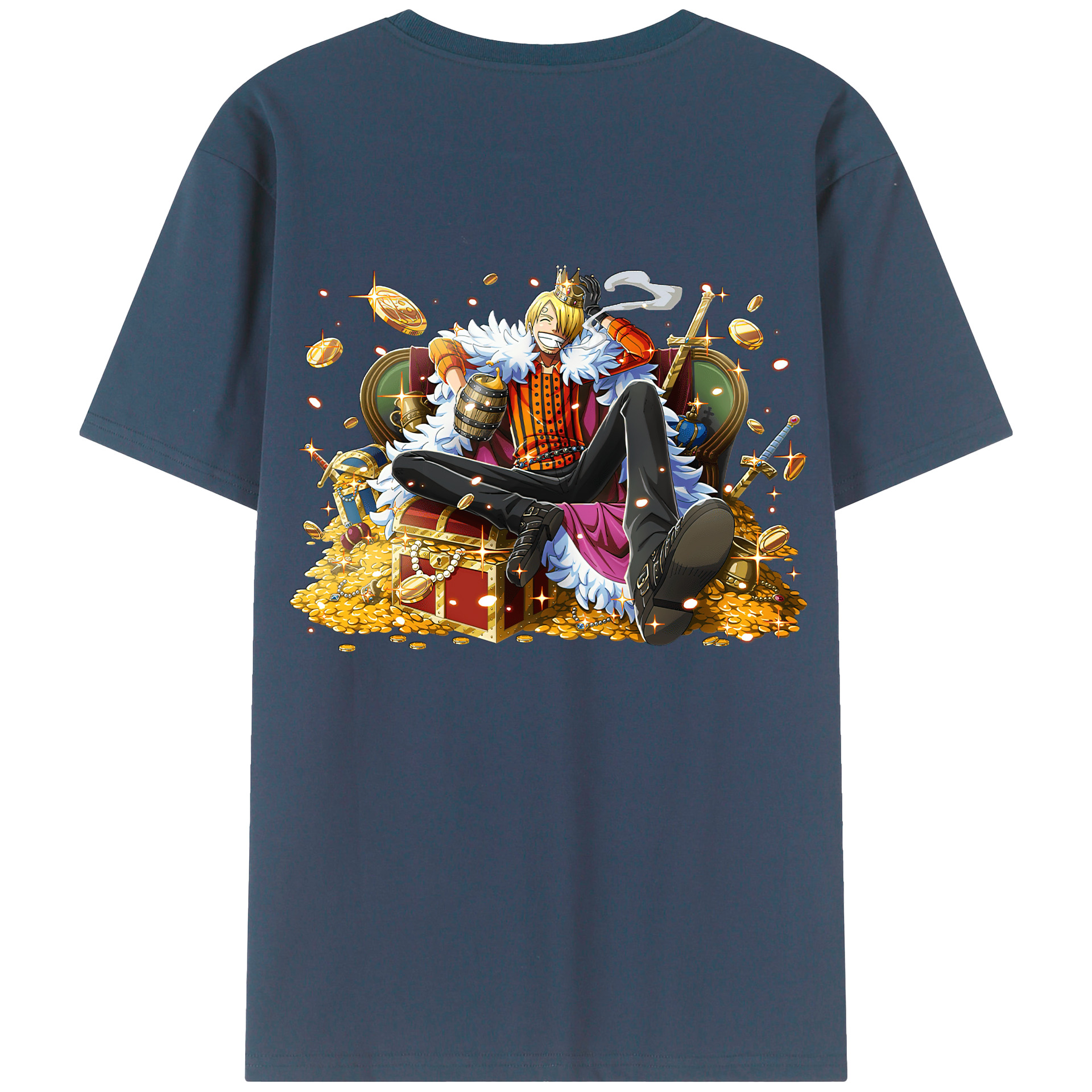 （画像用） ワンピース サンジ ONE PIECE Sanji 綿100％ メンズ半袖Tシャツ（バックプリント） 通気性
