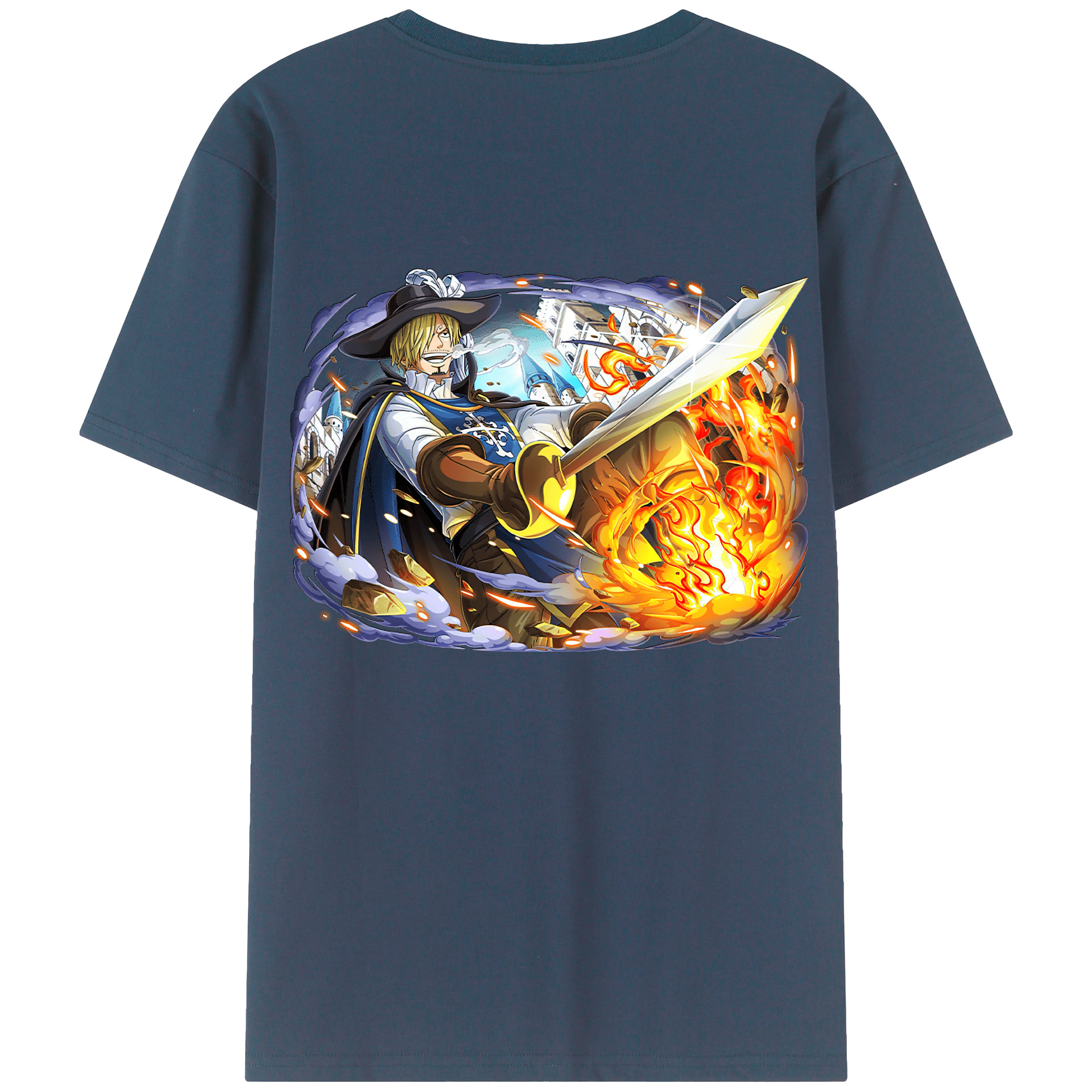 （画像用） ワンピース サンジ ONE PIECE Sanji 綿100％ メンズ半袖Tシャツ（バックプリント） 通気性