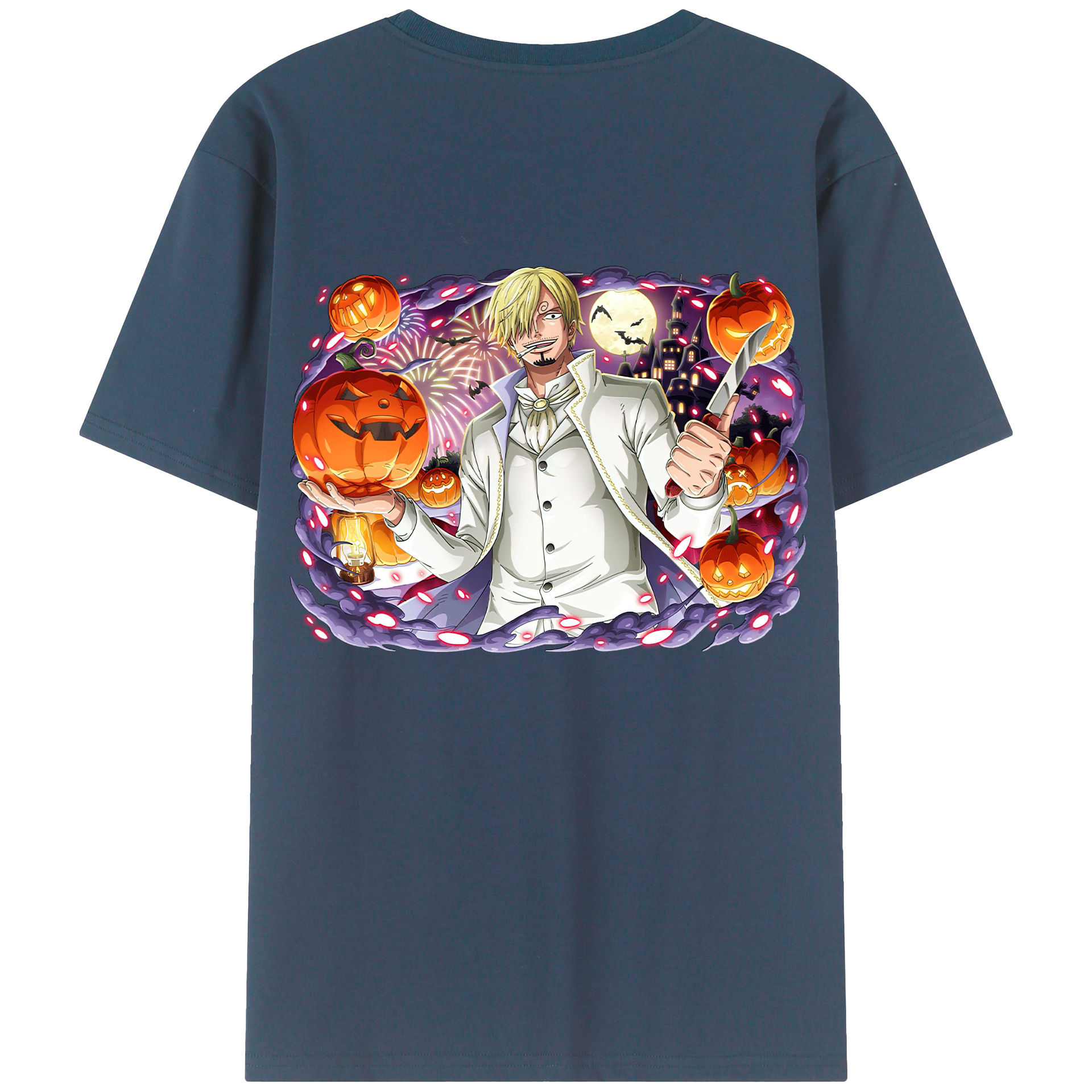 （画像用） ワンピース サンジ ONE PIECE Sanji 綿100％ メンズ半袖Tシャツ（バックプリント） 通気性