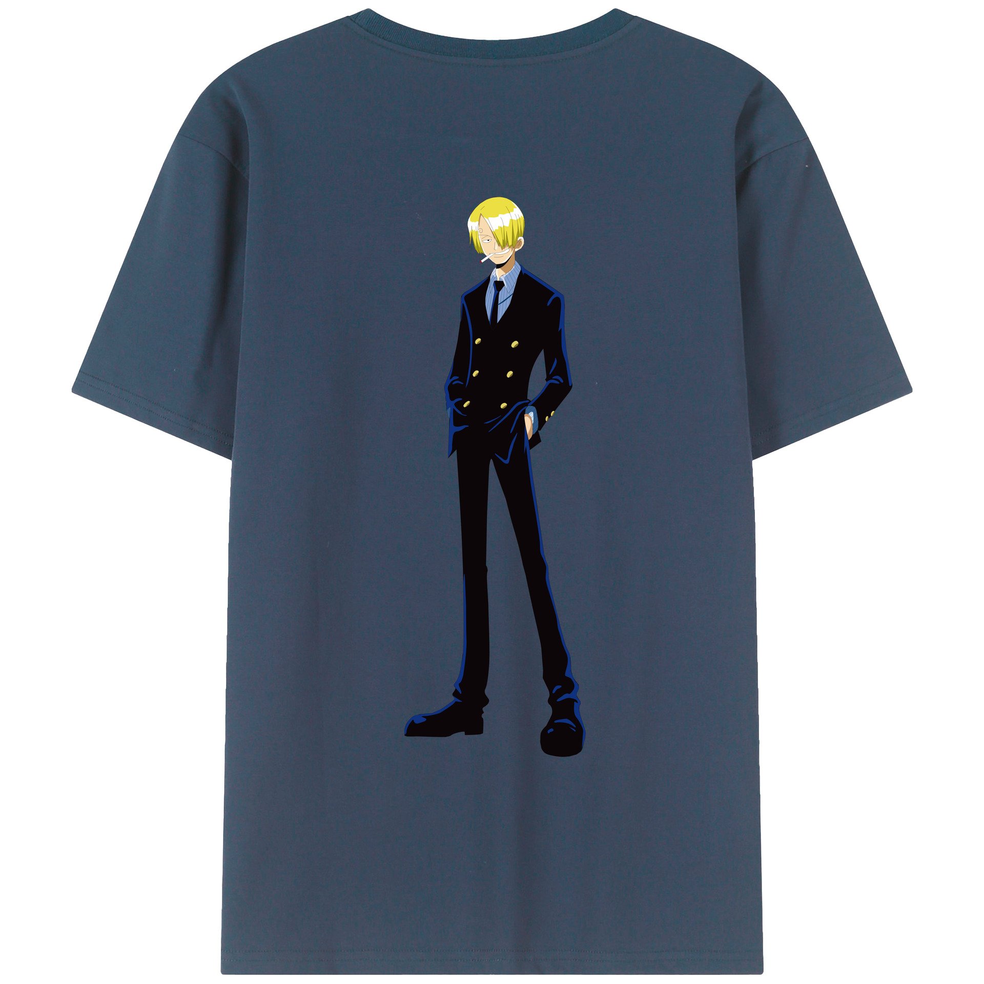 （画像用） ワンピース サンジ ONE PIECE Sanji 綿100％ メンズ半袖Tシャツ（バックプリント） 通気性