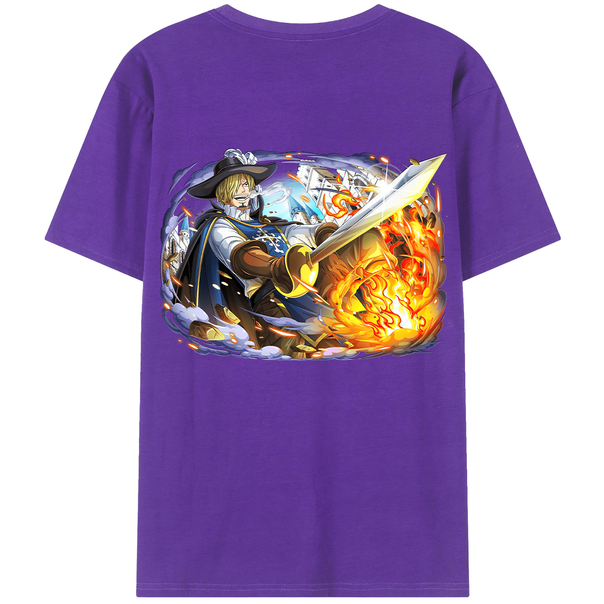 （画像用） ワンピース サンジ ONE PIECE Sanji 綿100％ メンズ半袖Tシャツ（バックプリント） 通気性