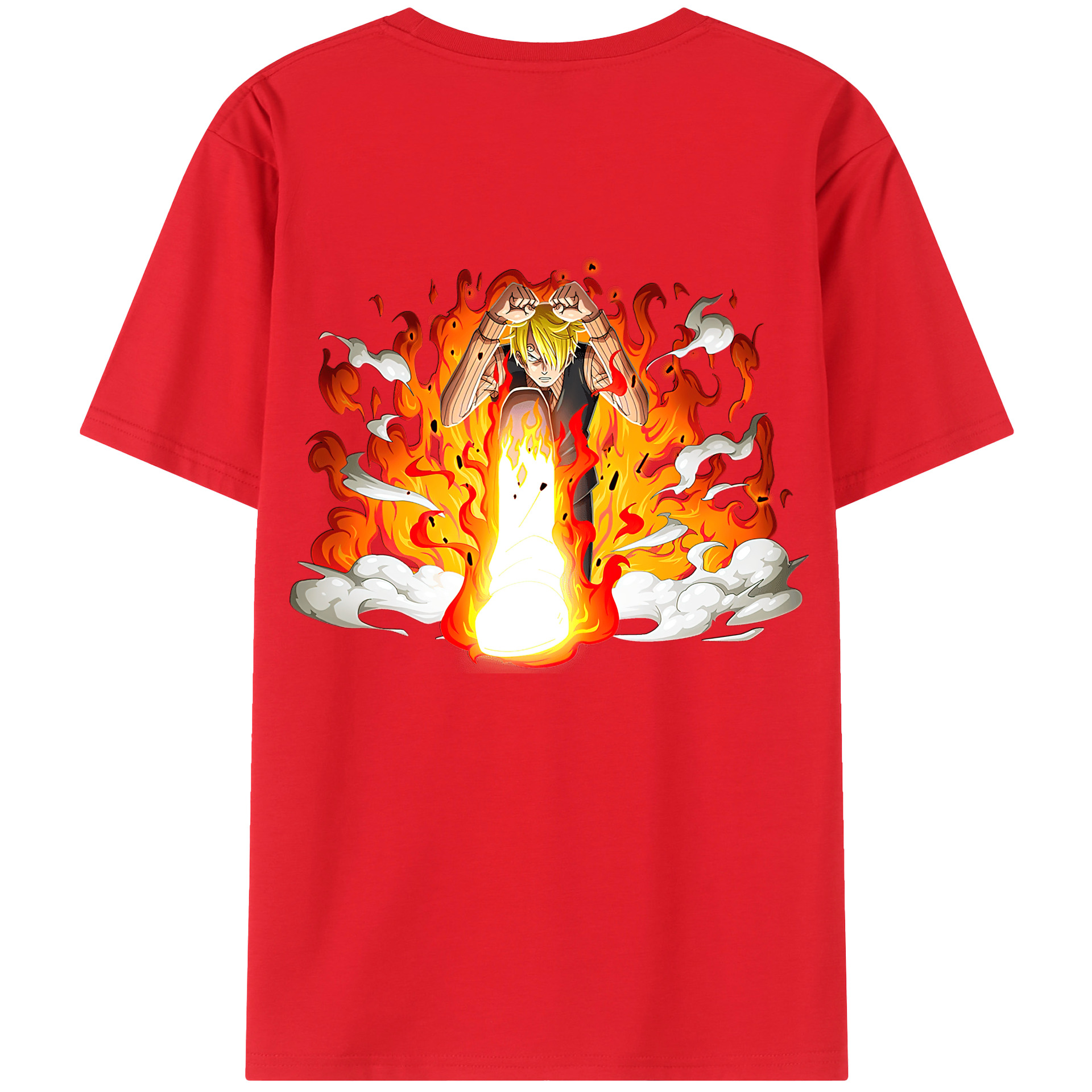 （画像用） ワンピース サンジ ONE PIECE Sanji 綿100％ メンズ半袖Tシャツ（バックプリント） 通気性