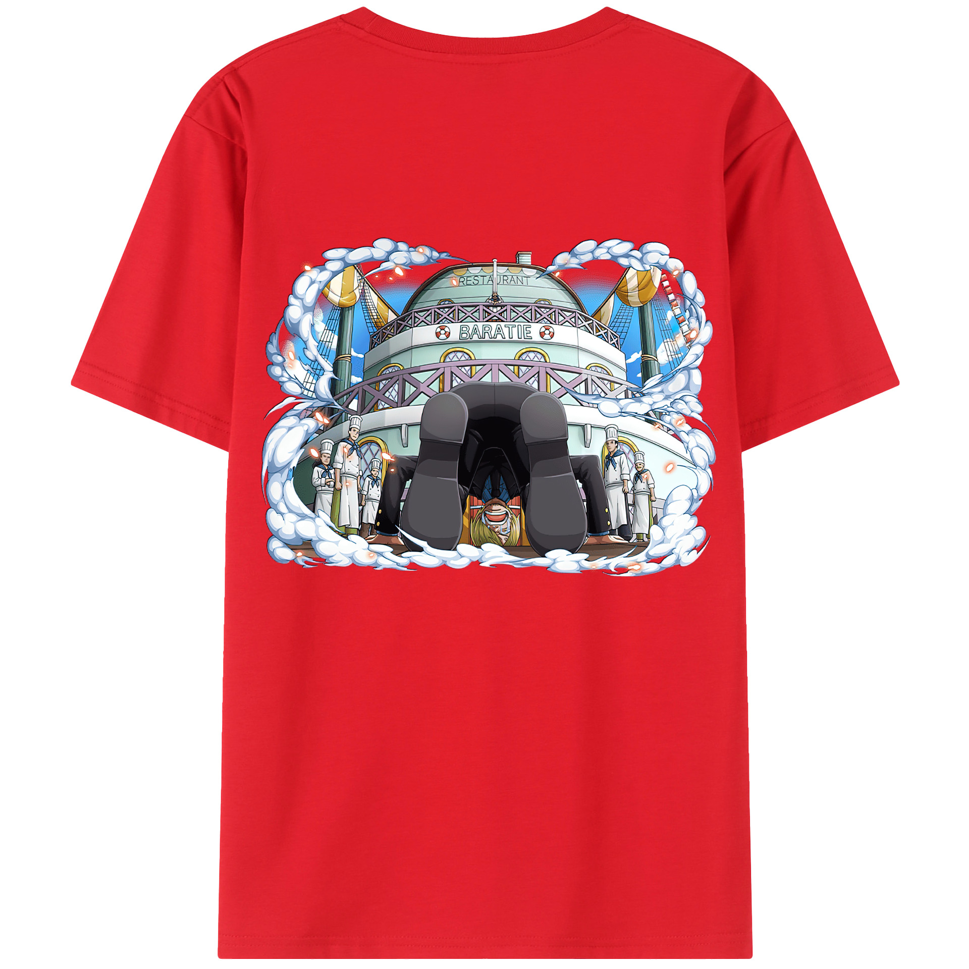 （画像用） ワンピース サンジ ONE PIECE Sanji 綿100％ メンズ半袖Tシャツ（バックプリント） 通気性
