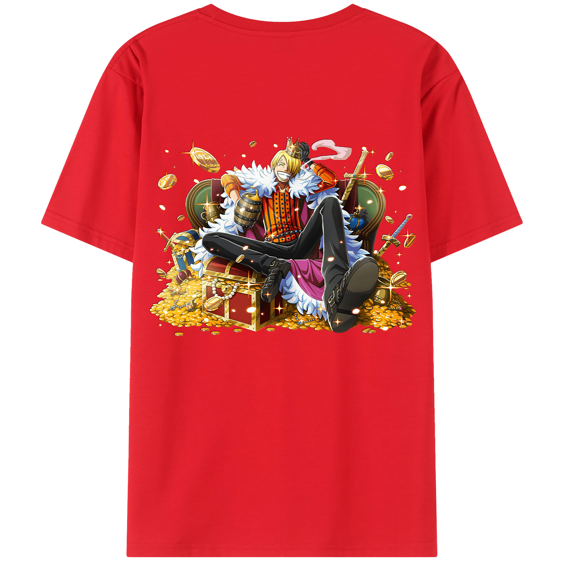 （画像用） ワンピース サンジ ONE PIECE Sanji 綿100％ メンズ半袖Tシャツ（バックプリント） 通気性