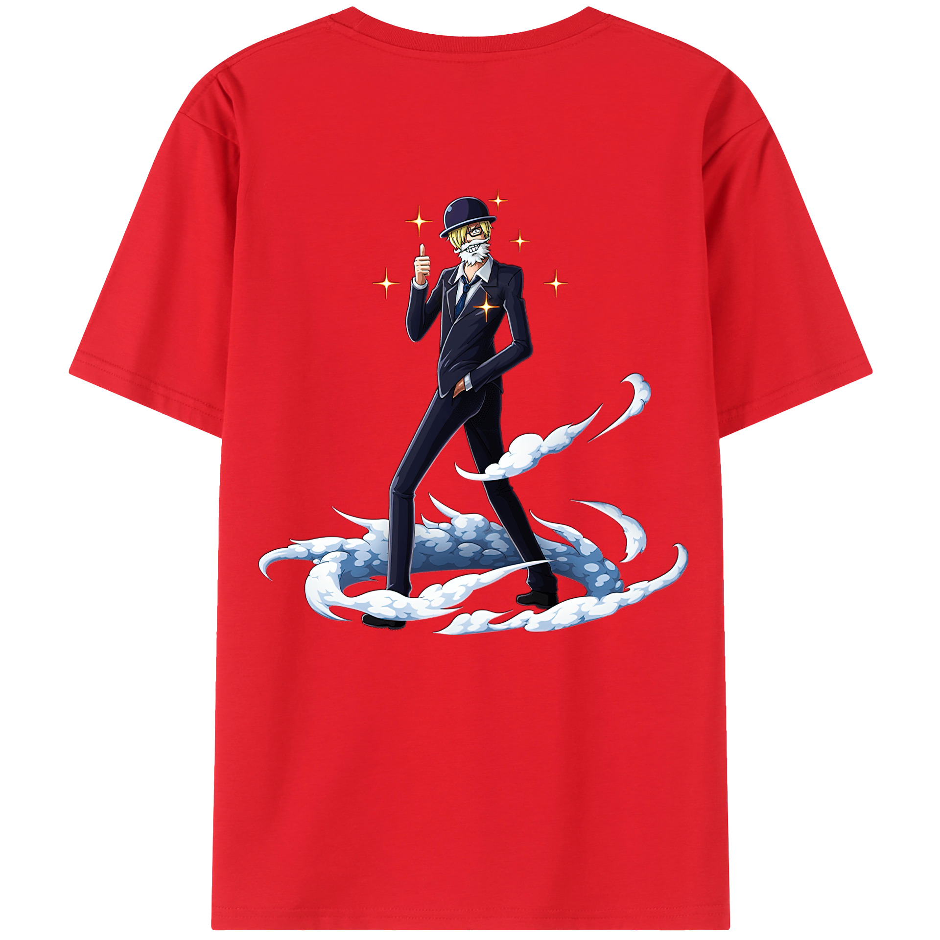 （画像用） ワンピース サンジ ONE PIECE Sanji 綿100％ メンズ半袖Tシャツ（バックプリント） 通気性