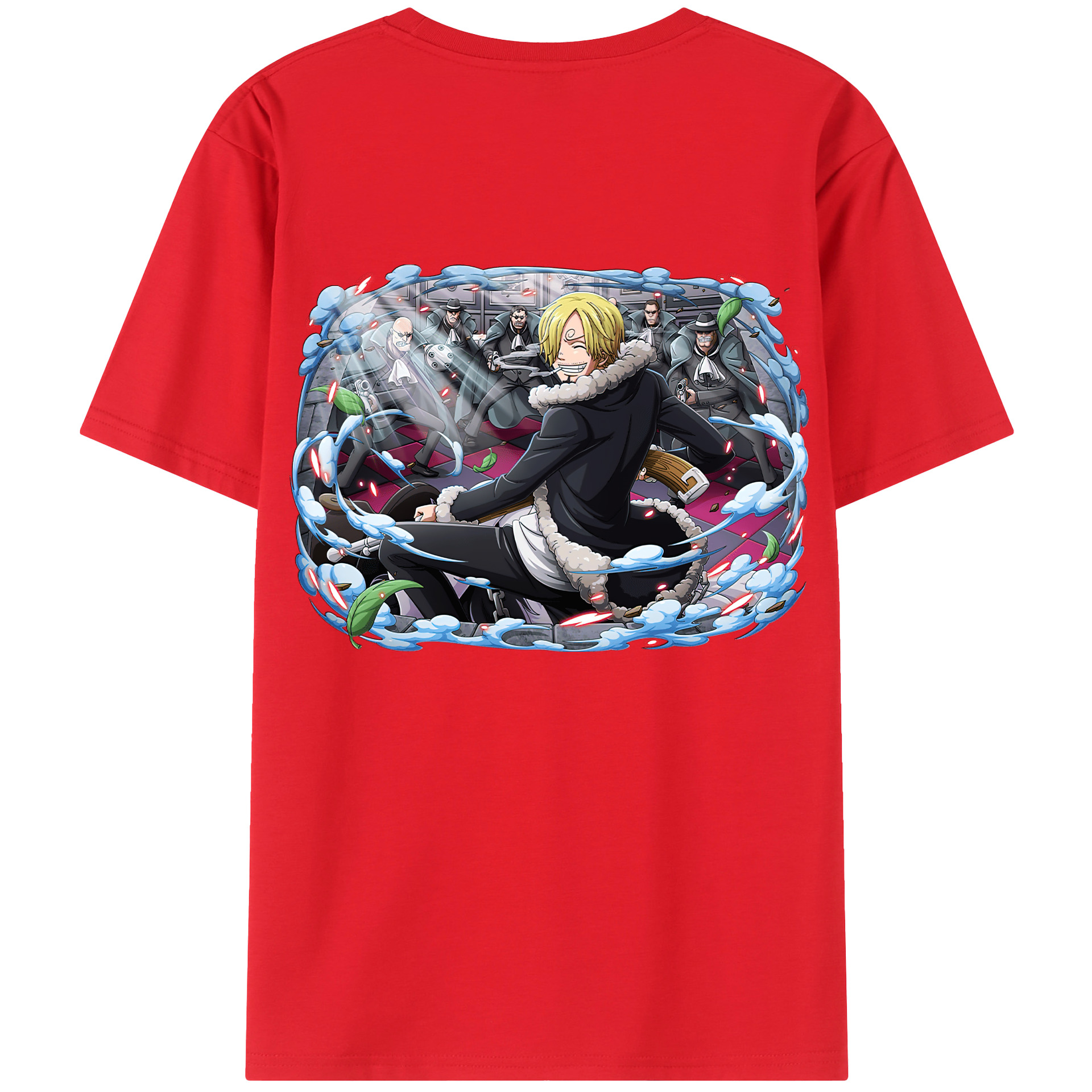 （画像用） ワンピース サンジ ONE PIECE Sanji 綿100％ メンズ半袖Tシャツ（バックプリント） 通気性