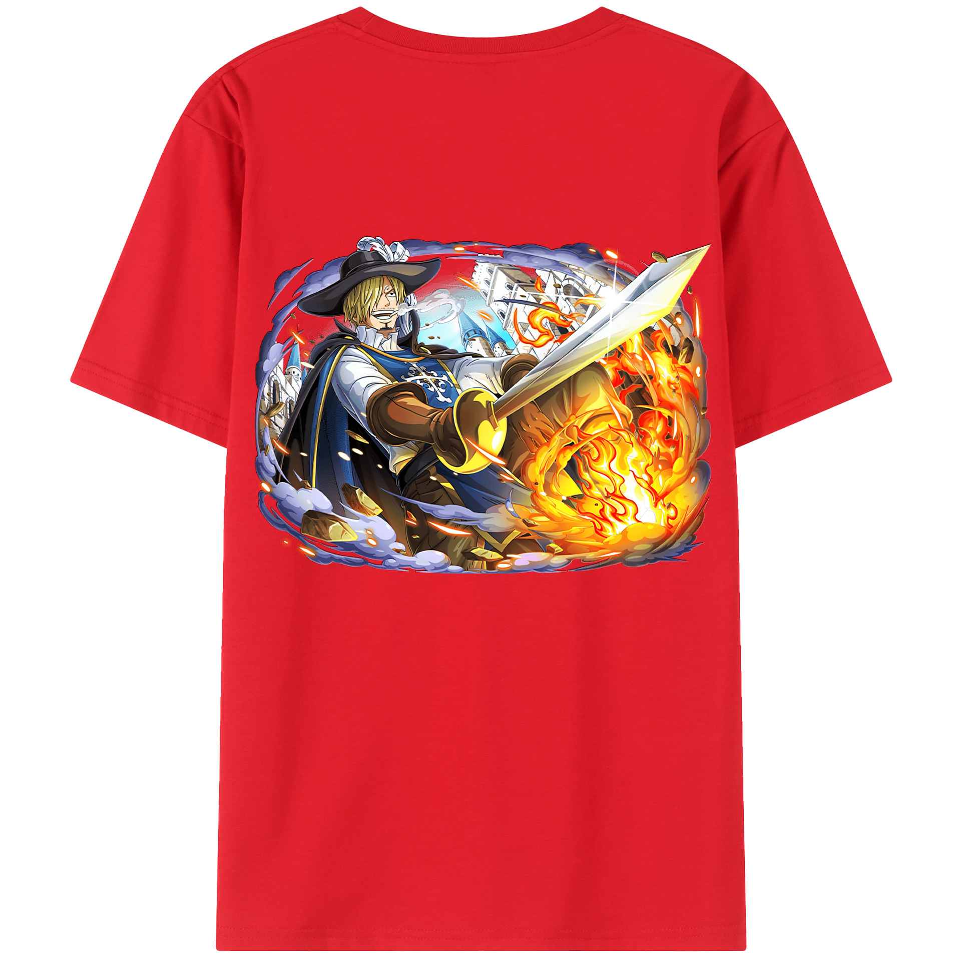 （画像用） ワンピース サンジ ONE PIECE Sanji 綿100％ メンズ半袖Tシャツ（バックプリント） 通気性