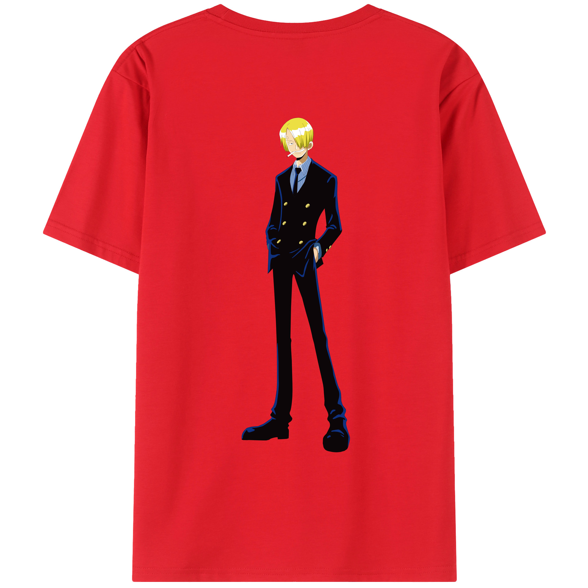 （画像用） ワンピース サンジ ONE PIECE Sanji 綿100％ メンズ半袖Tシャツ（バックプリント） 通気性