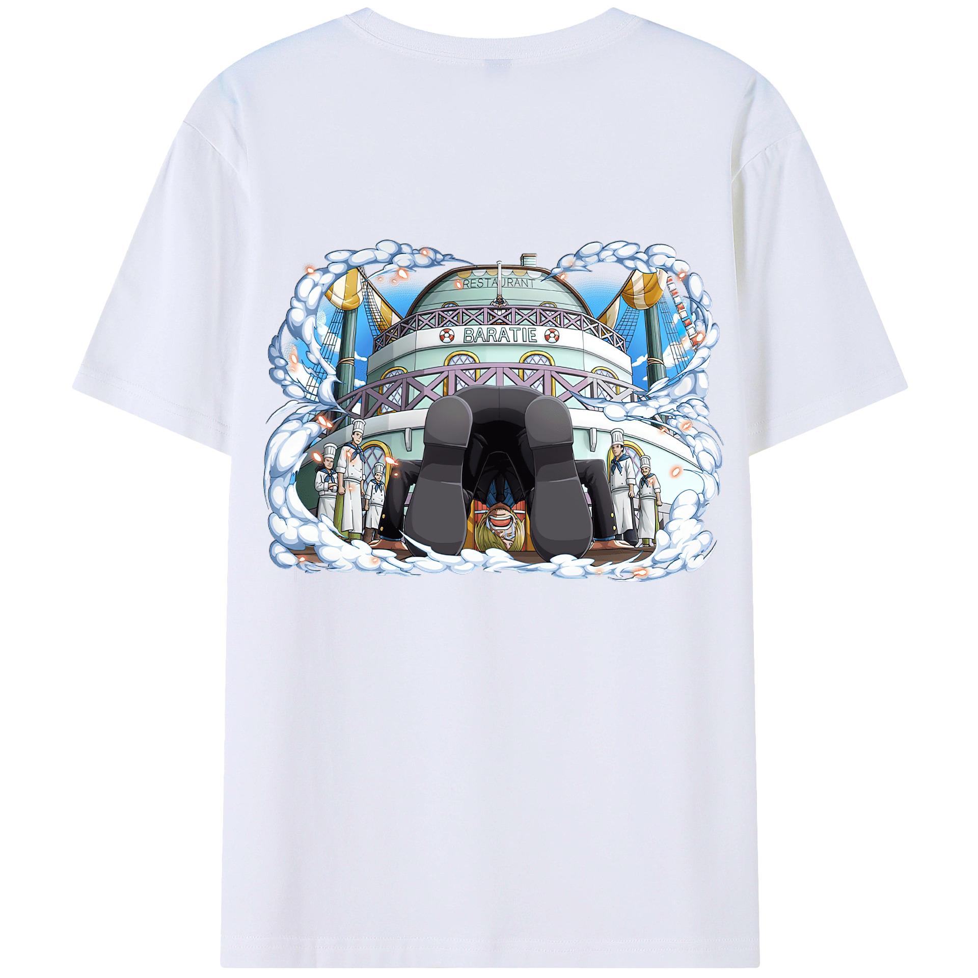 （画像用） ワンピース サンジ ONE PIECE Sanji 綿100％ メンズ半袖Tシャツ（バックプリント） 通気性
