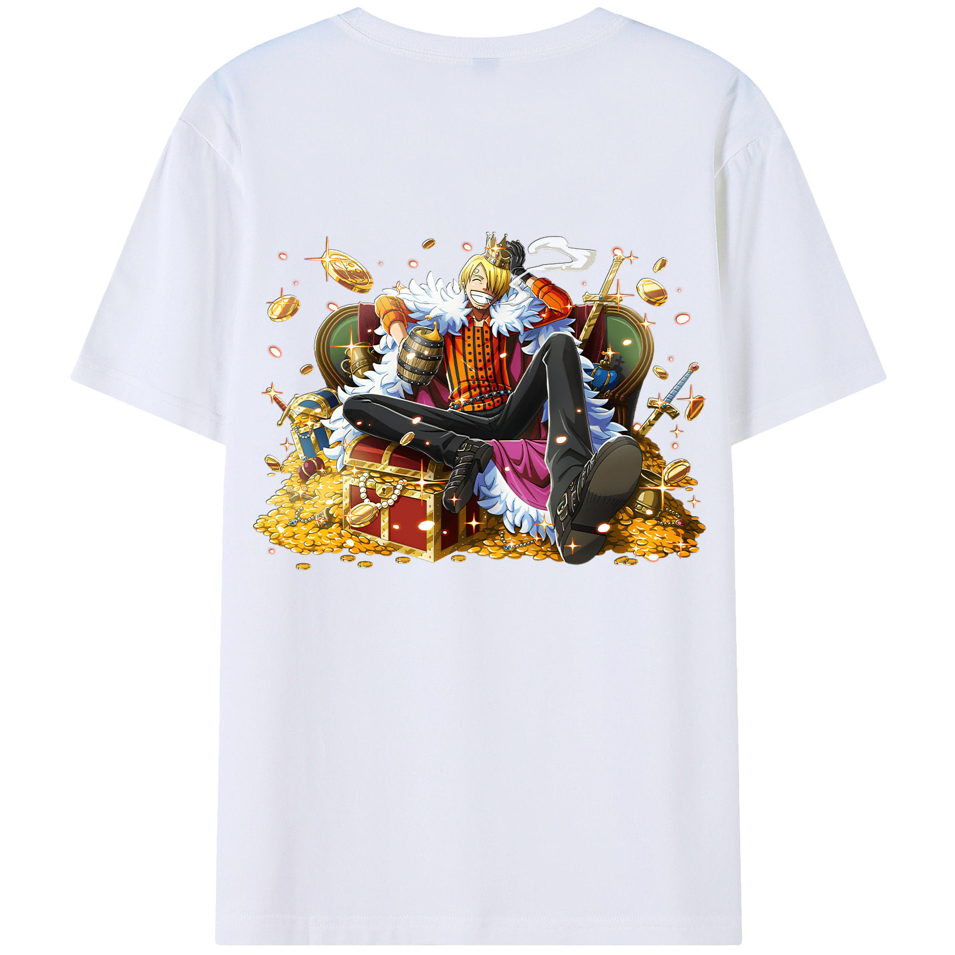 （画像用） ワンピース サンジ ONE PIECE Sanji 綿100％ メンズ半袖Tシャツ（バックプリント） 通気性