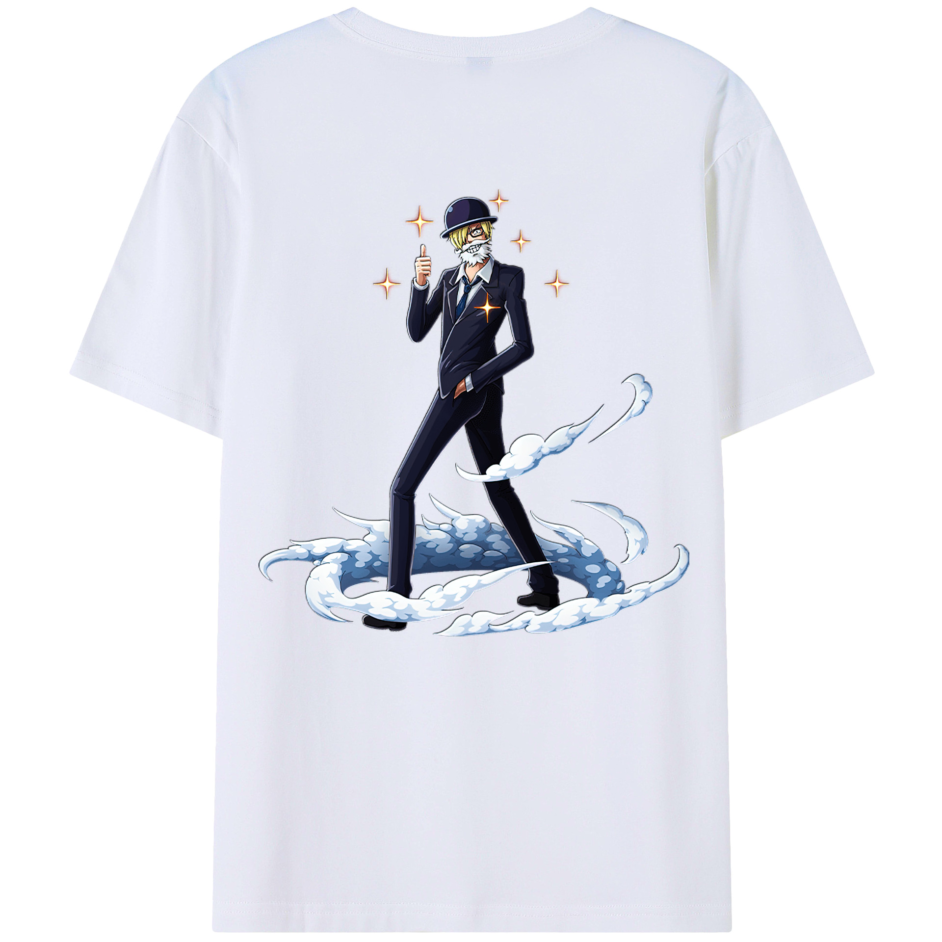 （画像用） ワンピース サンジ ONE PIECE Sanji 綿100％ メンズ半袖Tシャツ（バックプリント） 通気性