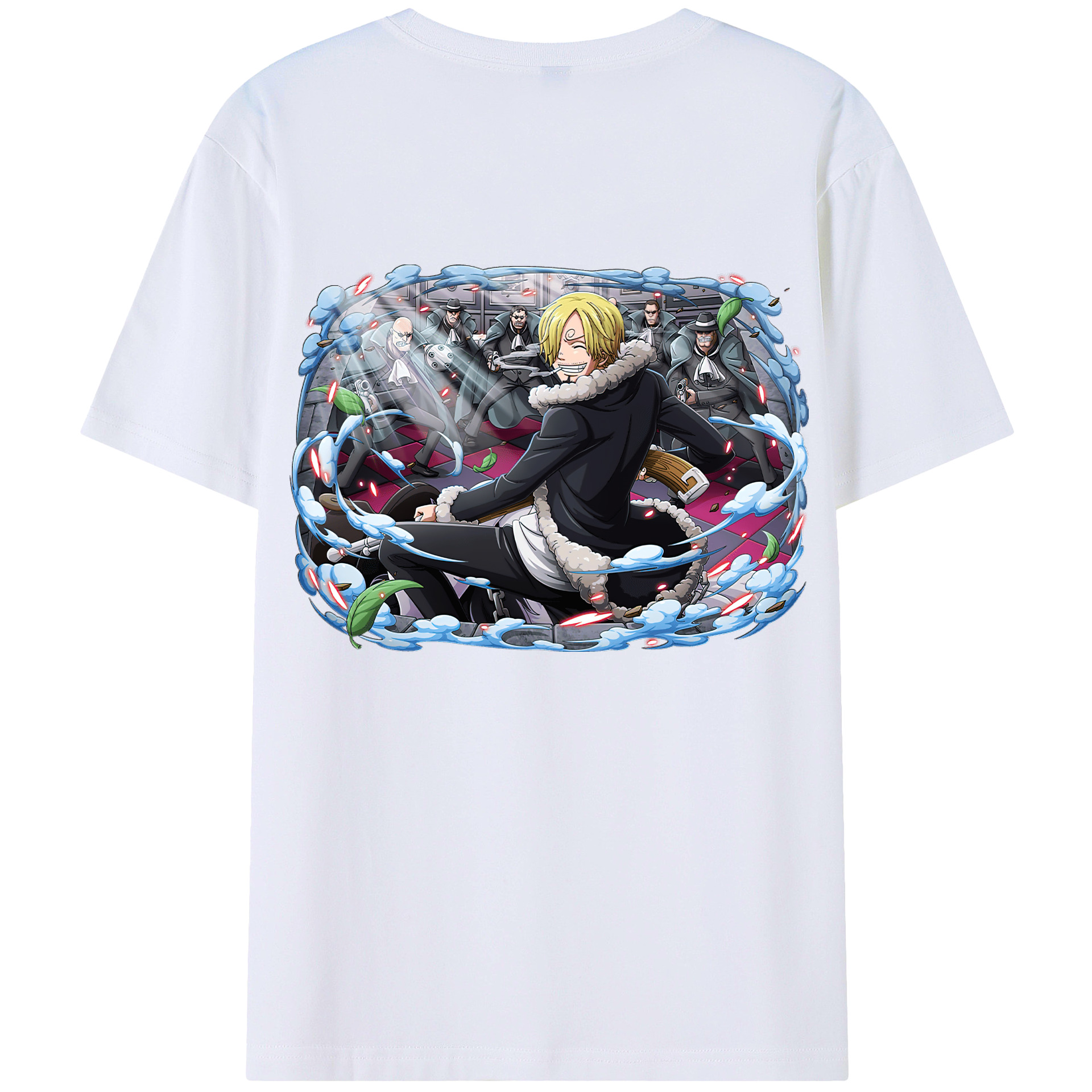 （画像用） ワンピース サンジ ONE PIECE Sanji 綿100％ メンズ半袖Tシャツ（バックプリント） 通気性