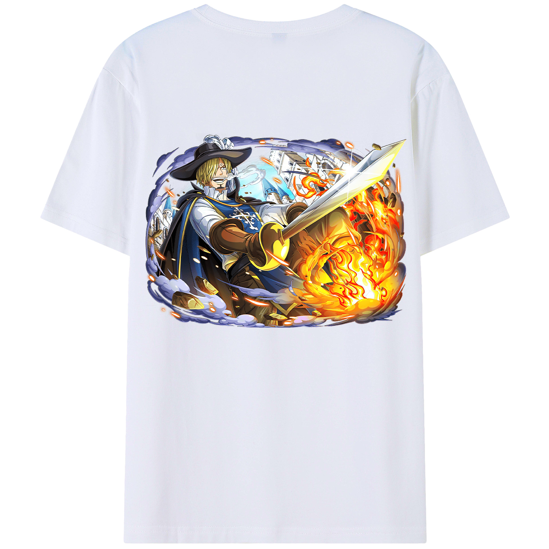 （画像用） ワンピース サンジ ONE PIECE Sanji 綿100％ メンズ半袖Tシャツ（バックプリント） 通気性