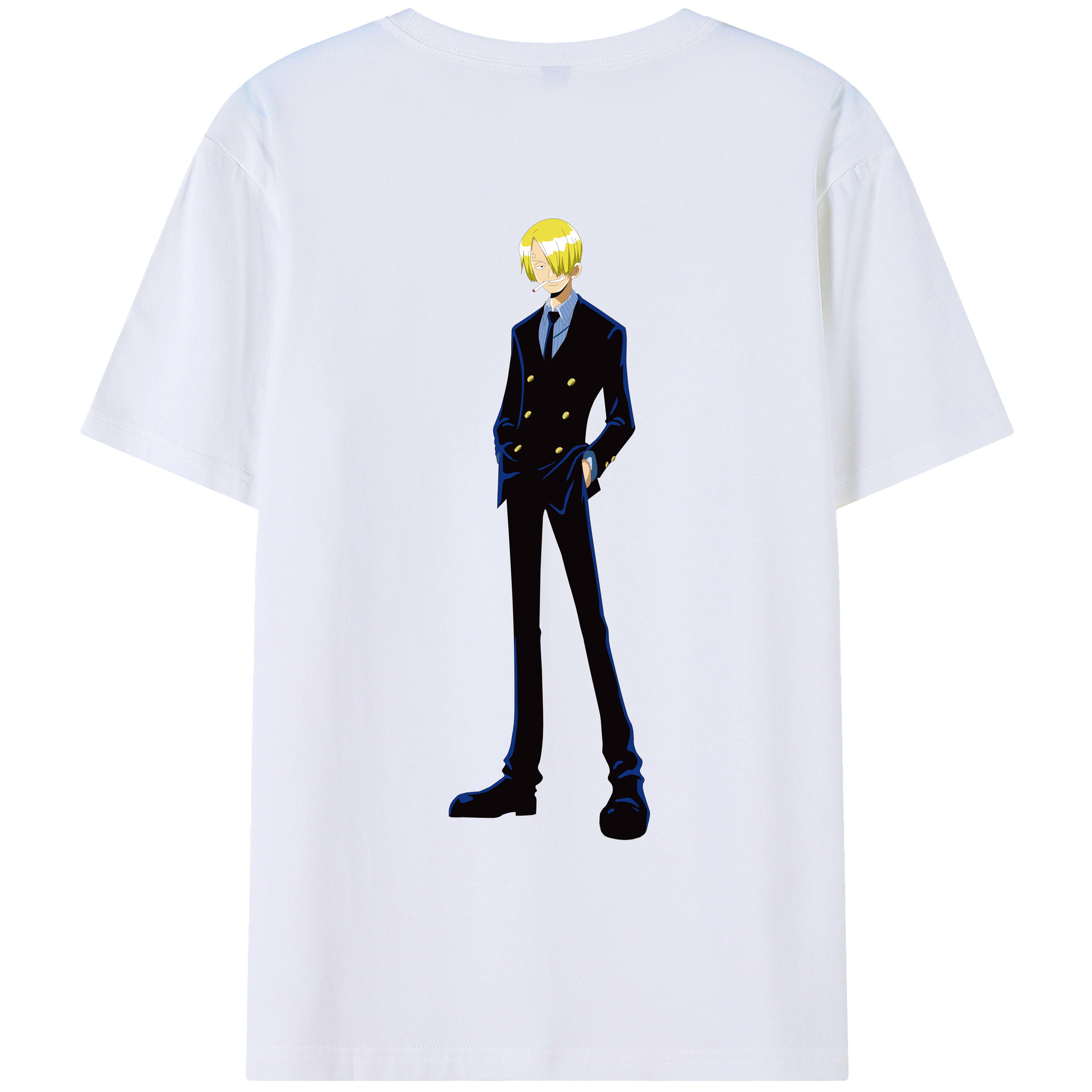 （画像用） ワンピース サンジ ONE PIECE Sanji 綿100％ メンズ半袖Tシャツ（バックプリント） 通気性