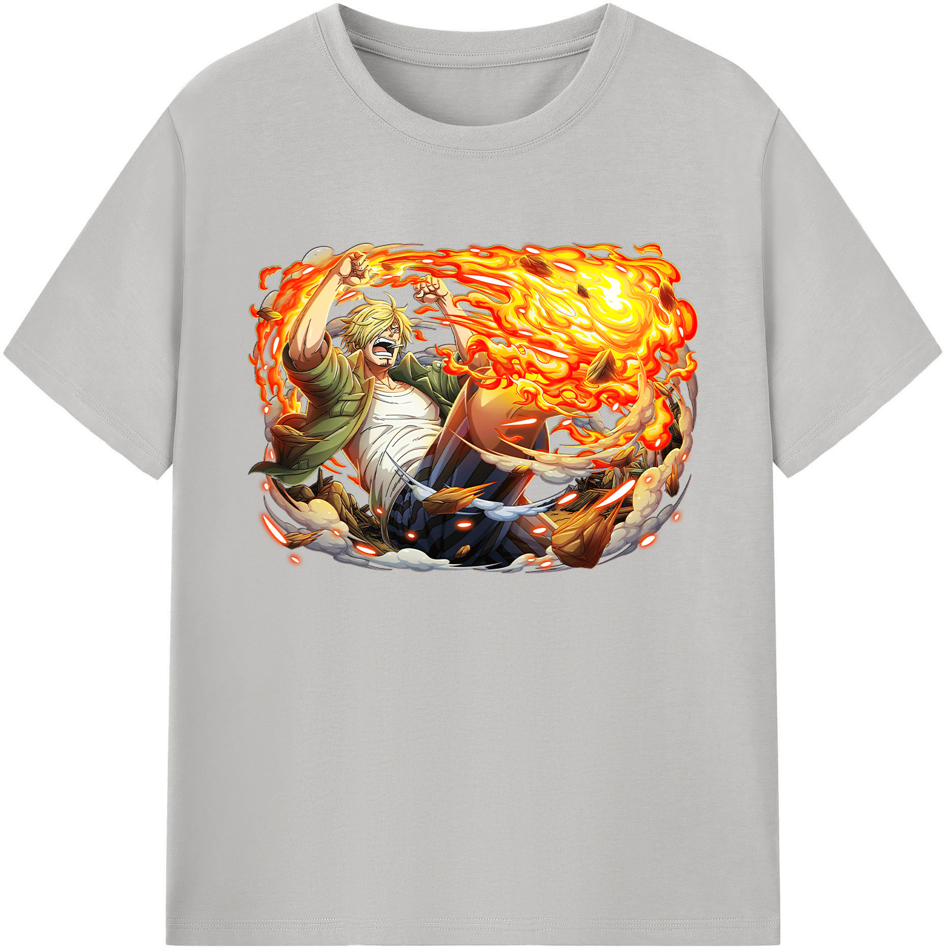（画像用） ワンピース サンジ ONE PIECE Sanji 綿100％ メンズ半袖Tシャツ｜肌触りやわらか＆通気性