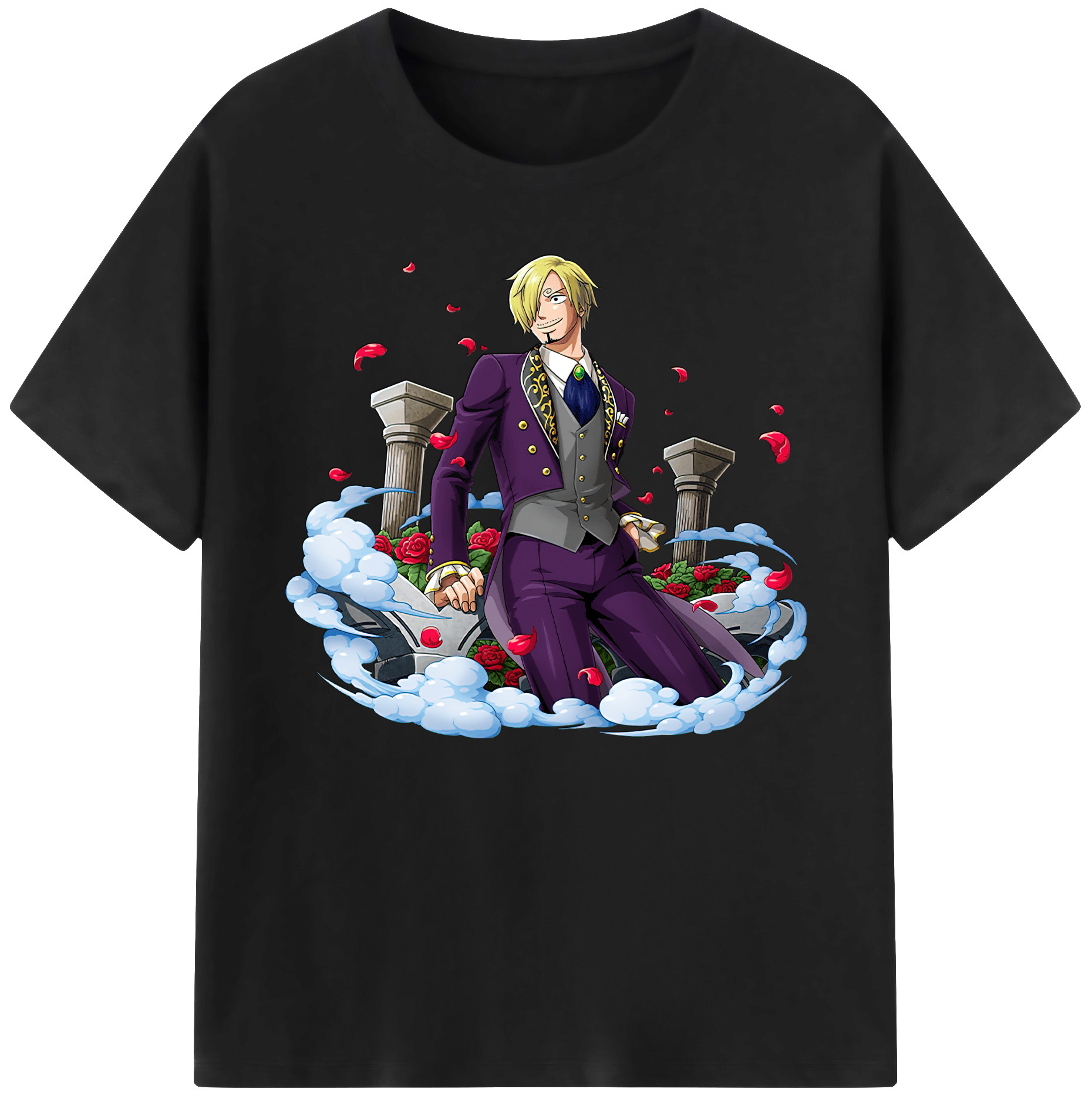 （画像用） ワンピース サンジ ONE PIECE Sanji 綿100％ メンズ半袖Tシャツ｜肌触りやわらか＆通気性