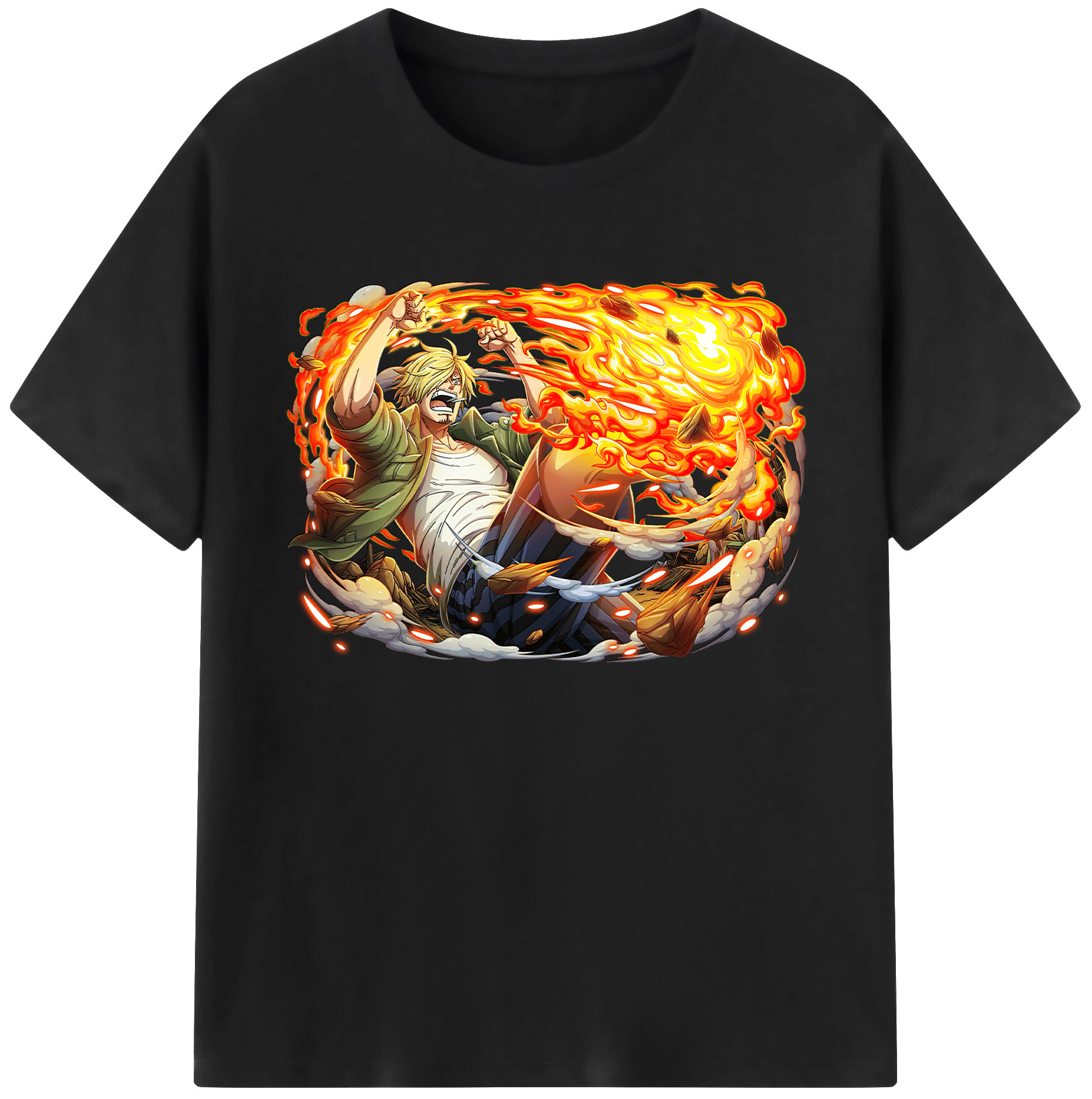 （画像用） ワンピース サンジ ONE PIECE Sanji 綿100％ メンズ半袖Tシャツ｜肌触りやわらか＆通気性