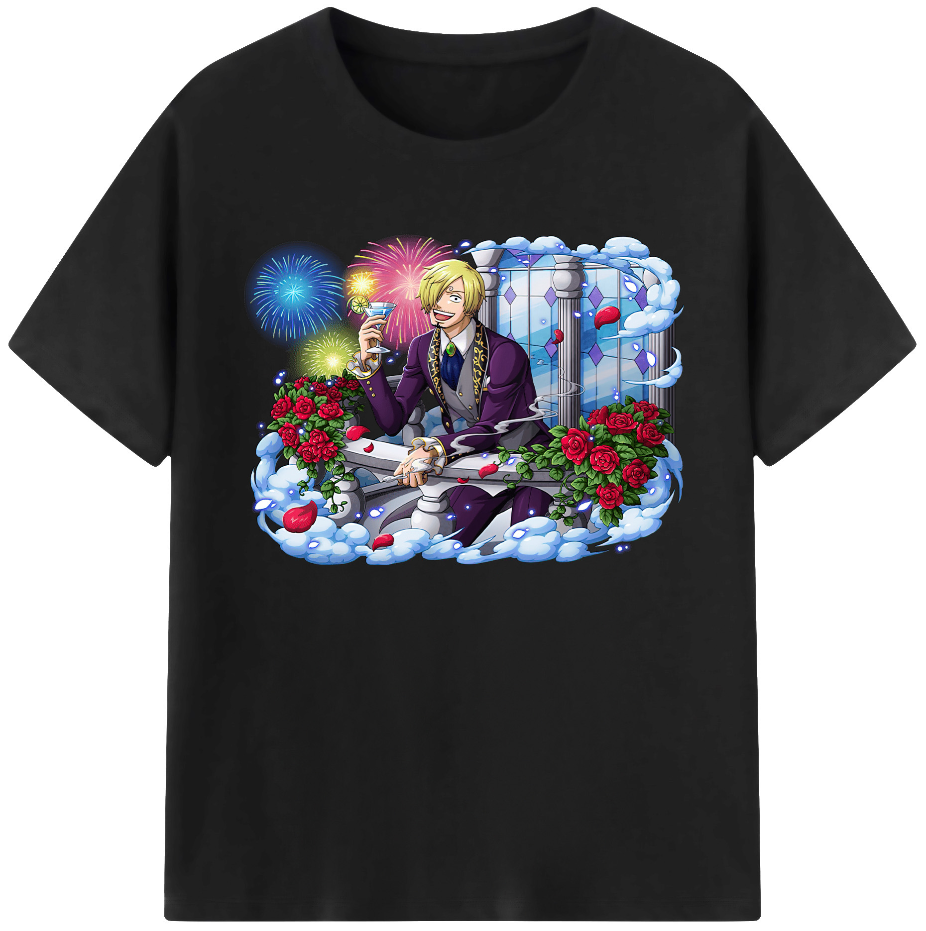 （画像用） ワンピース サンジ ONE PIECE Sanji 綿100％ メンズ半袖Tシャツ｜肌触りやわらか＆通気性