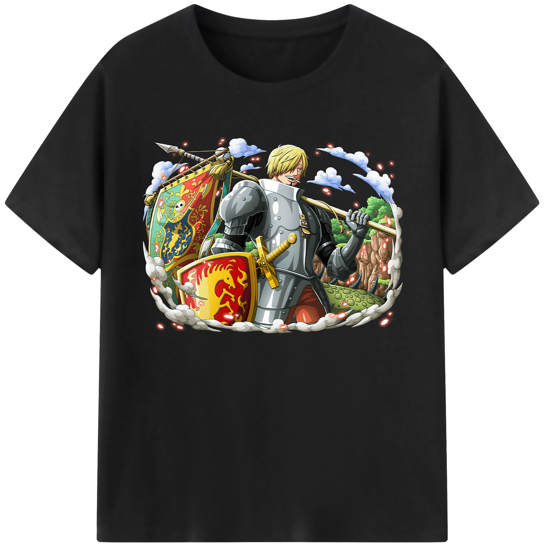 （画像用） ワンピース サンジ ONE PIECE Sanji 綿100％ メンズ半袖Tシャツ｜肌触りやわらか＆通気性