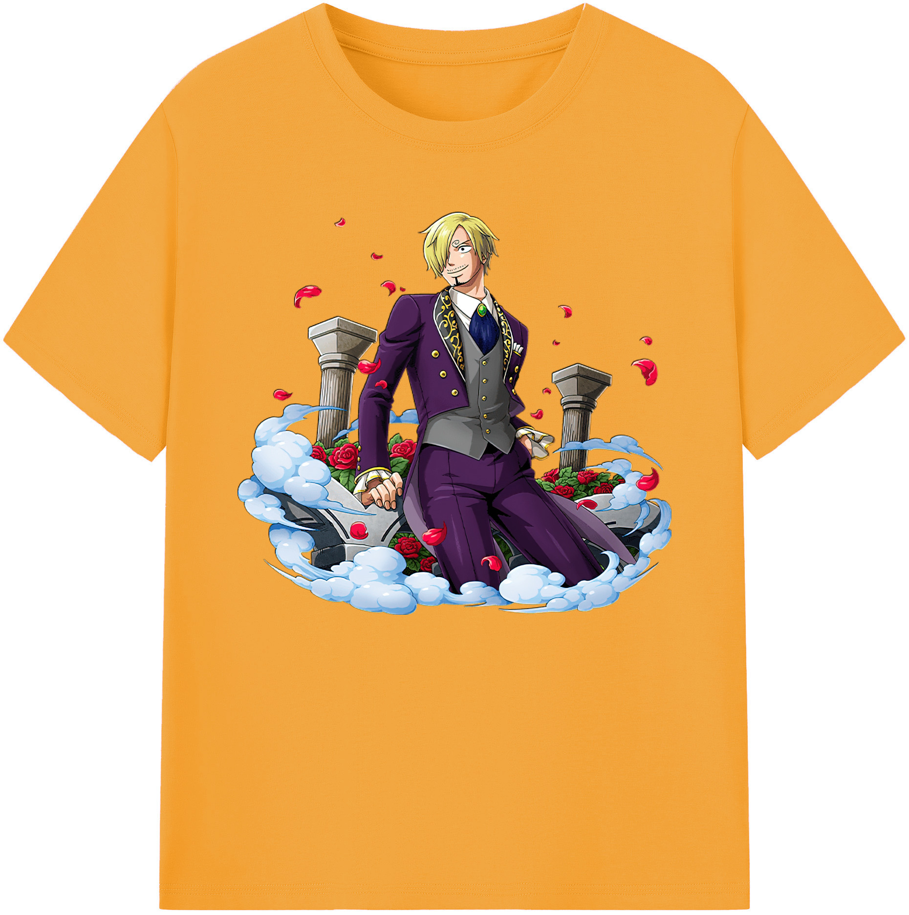 （画像用） ワンピース サンジ ONE PIECE Sanji 綿100％ メンズ半袖Tシャツ｜肌触りやわらか＆通気性