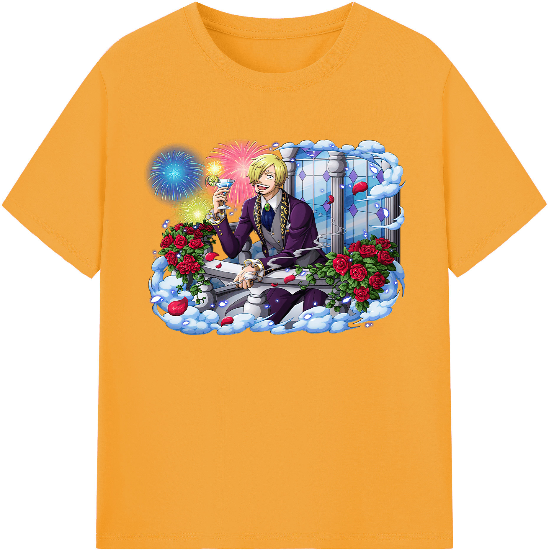 （画像用） ワンピース サンジ ONE PIECE Sanji 綿100％ メンズ半袖Tシャツ｜肌触りやわらか＆通気性