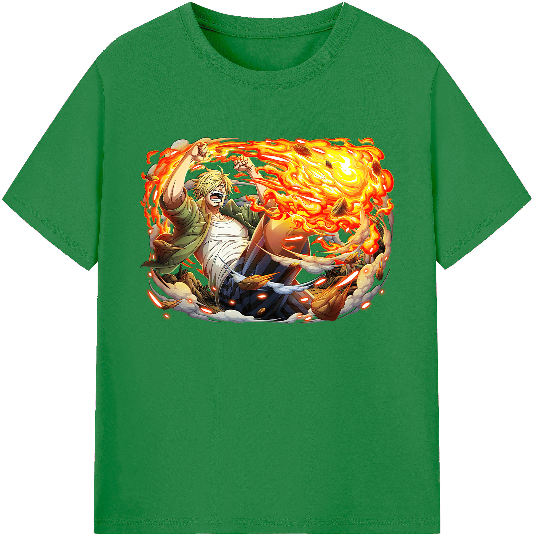 （画像用） ワンピース サンジ ONE PIECE Sanji 綿100％ メンズ半袖Tシャツ｜肌触りやわらか＆通気性