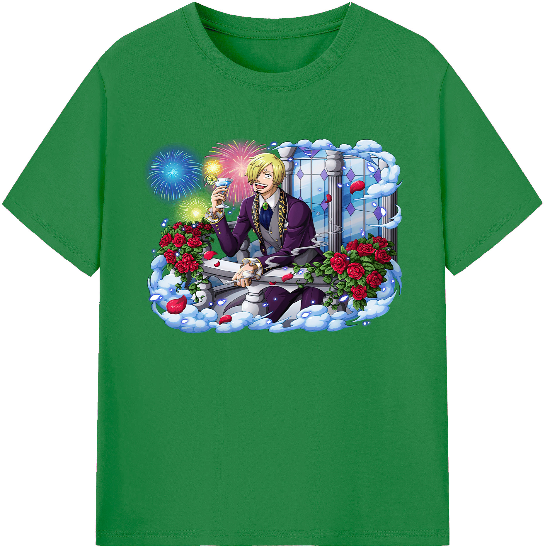 （画像用） ワンピース サンジ ONE PIECE Sanji 綿100％ メンズ半袖Tシャツ｜肌触りやわらか＆通気性