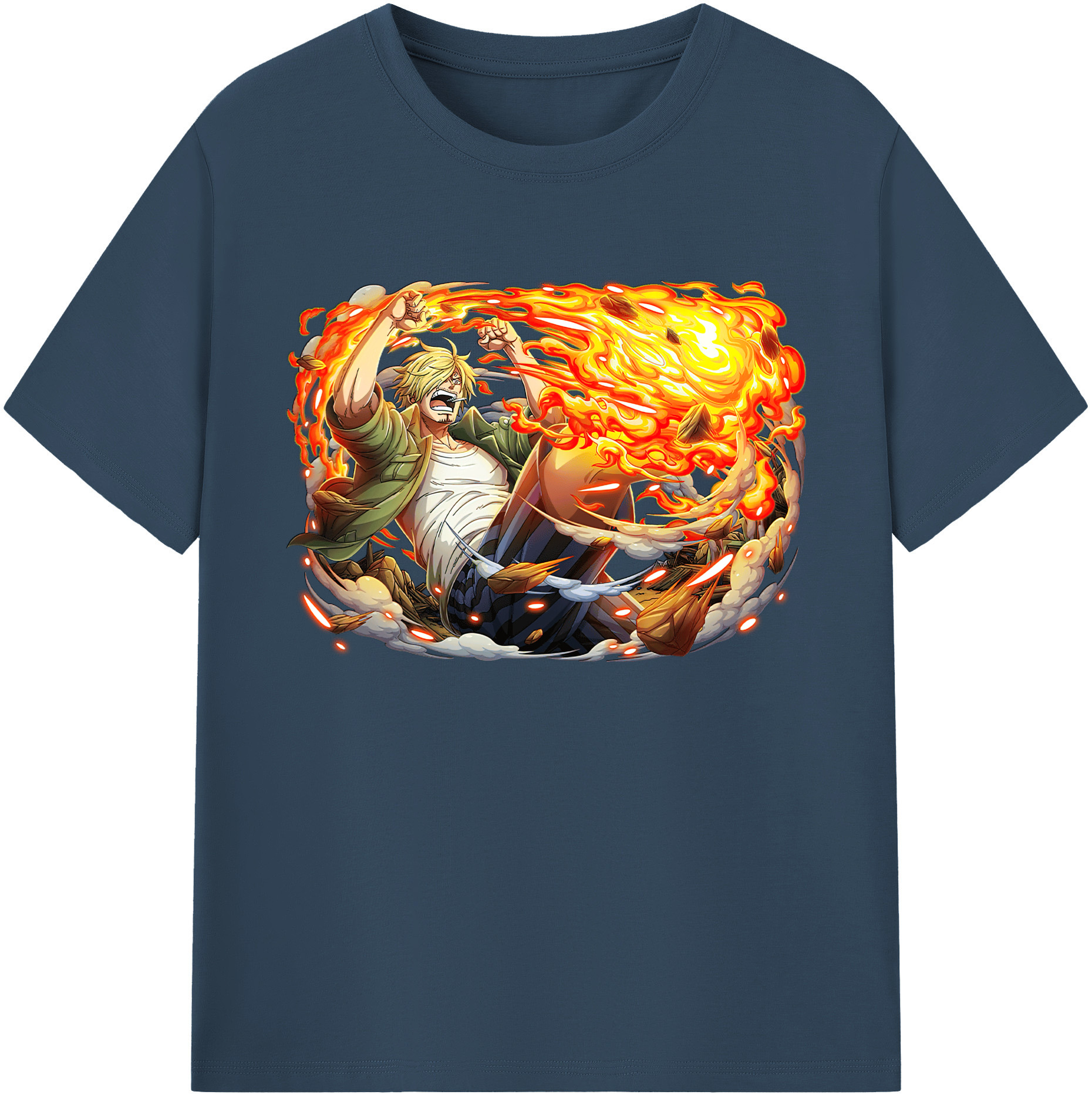 （画像用） ワンピース サンジ ONE PIECE Sanji 綿100％ メンズ半袖Tシャツ｜肌触りやわらか＆通気性