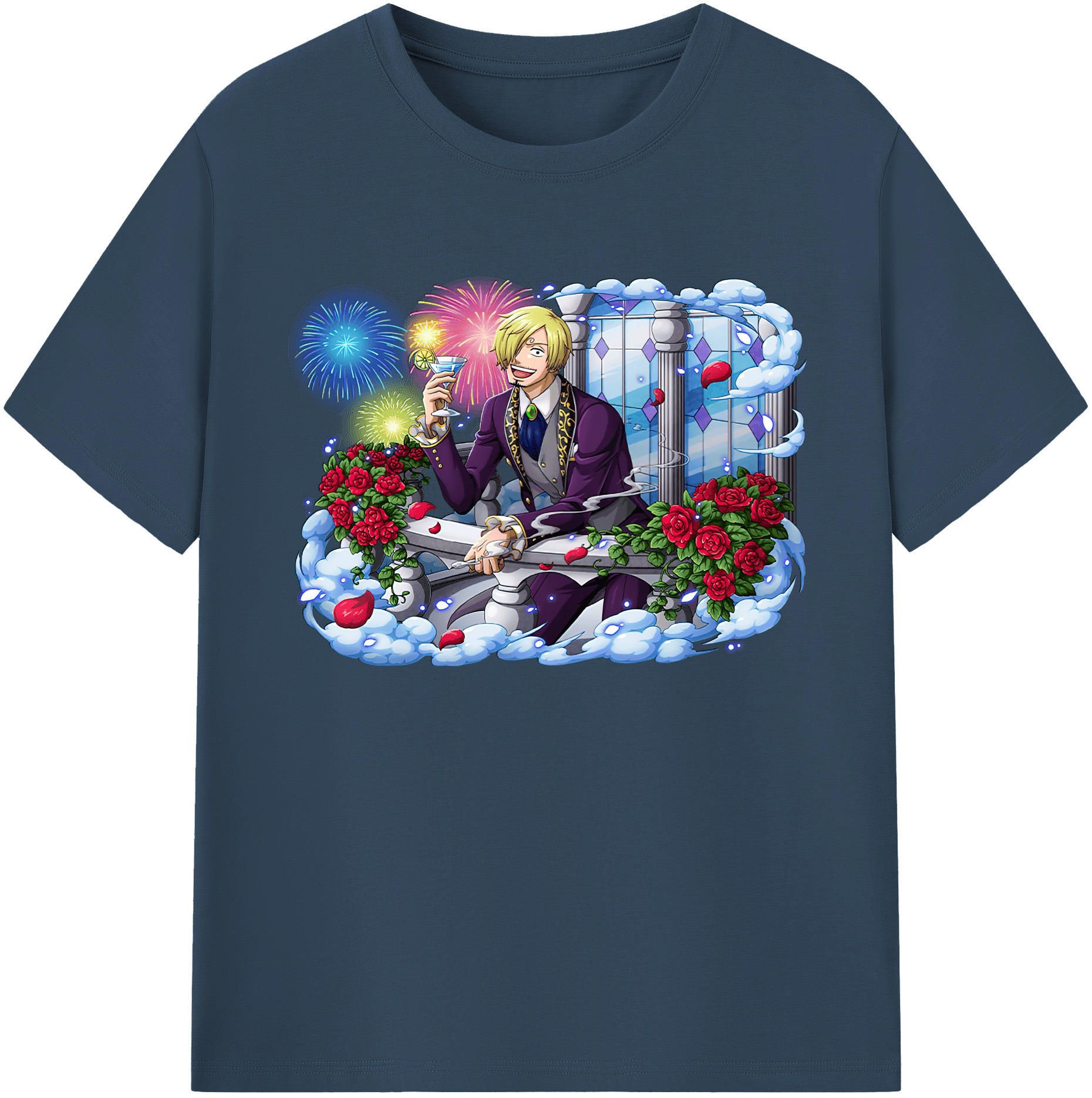 （画像用） ワンピース サンジ ONE PIECE Sanji 綿100％ メンズ半袖Tシャツ｜肌触りやわらか＆通気性