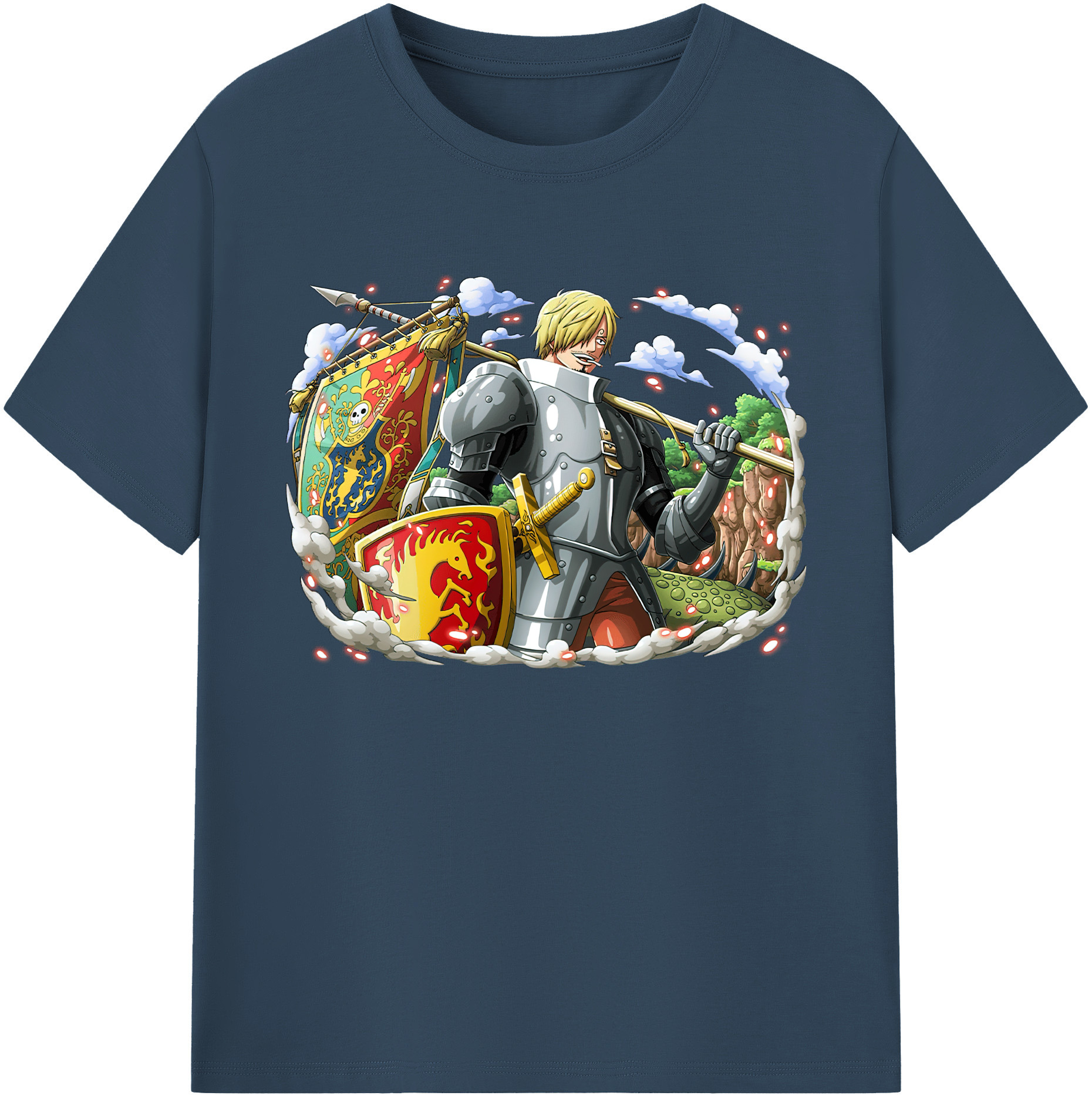 （画像用） ワンピース サンジ ONE PIECE Sanji 綿100％ メンズ半袖Tシャツ｜肌触りやわらか＆通気性