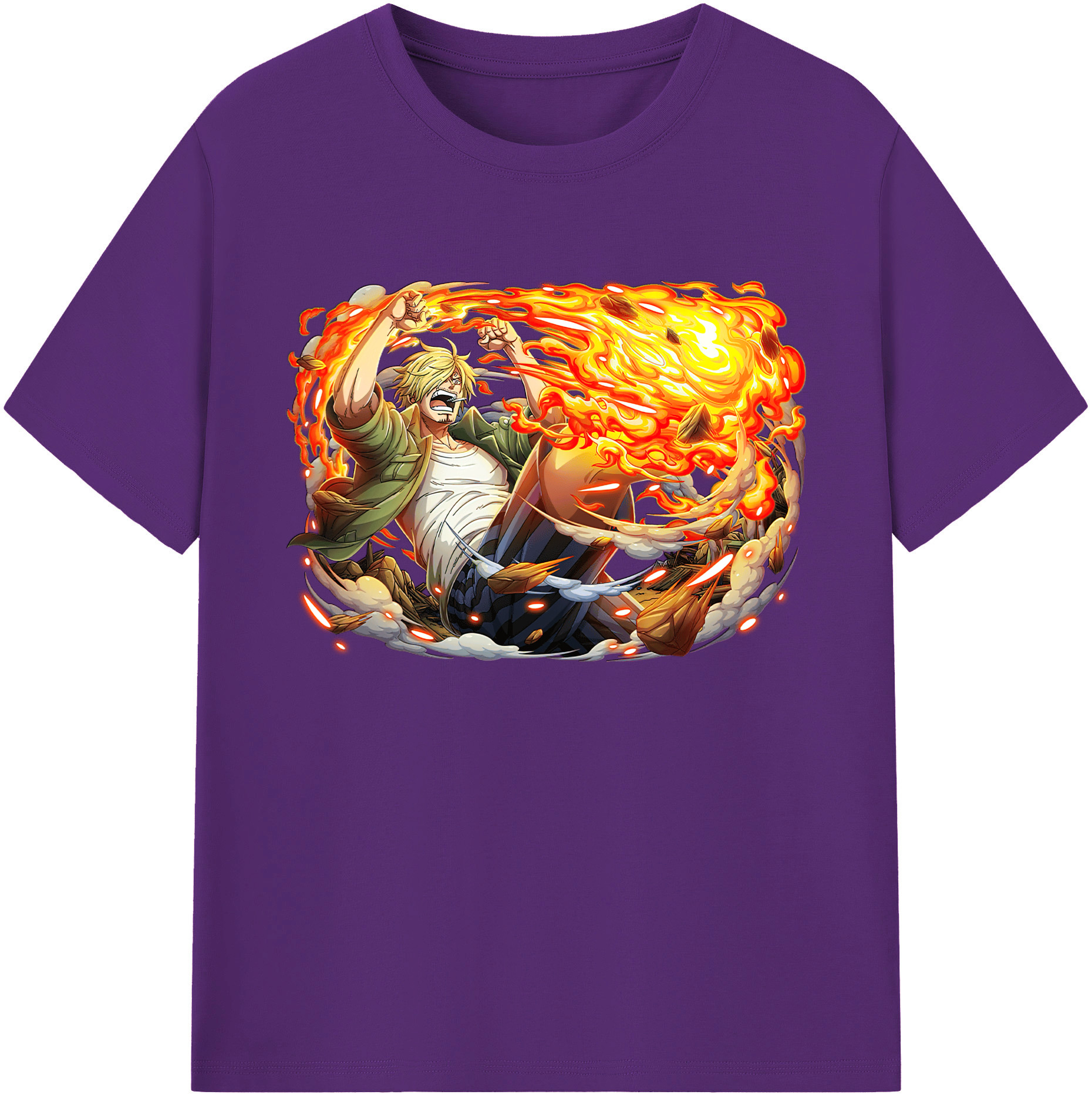 （画像用） ワンピース サンジ ONE PIECE Sanji 綿100％ メンズ半袖Tシャツ｜肌触りやわらか＆通気性