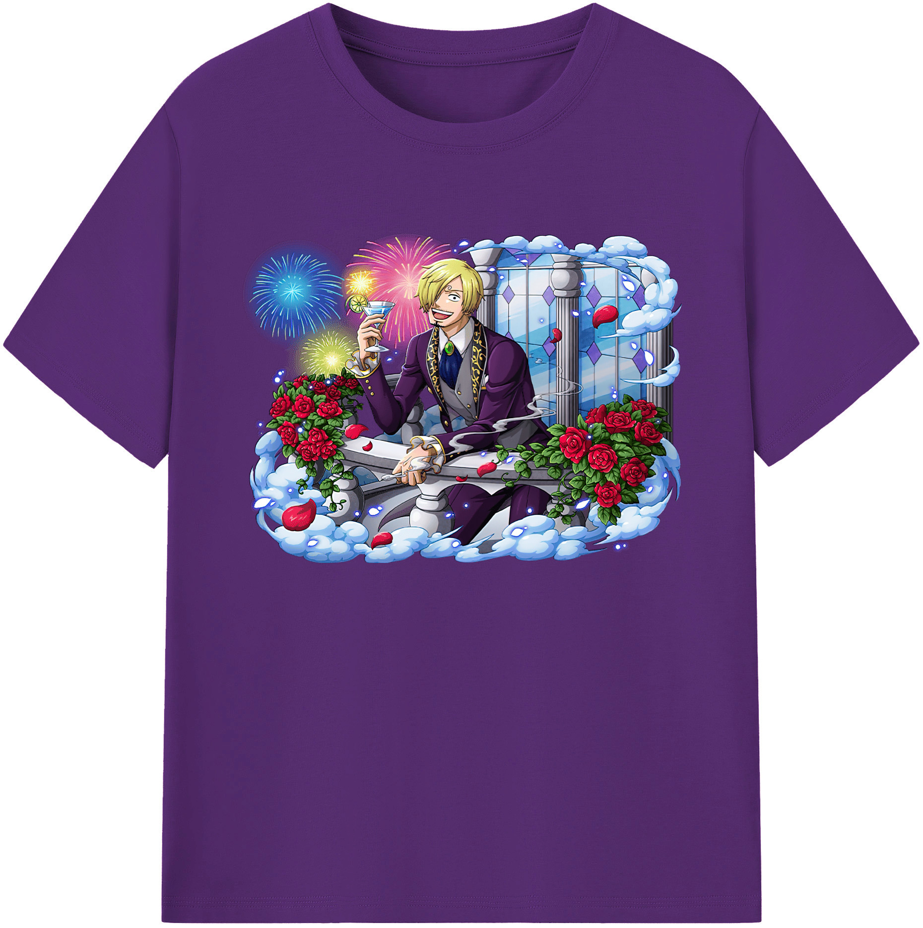 （画像用） ワンピース サンジ ONE PIECE Sanji 綿100％ メンズ半袖Tシャツ｜肌触りやわらか＆通気性
