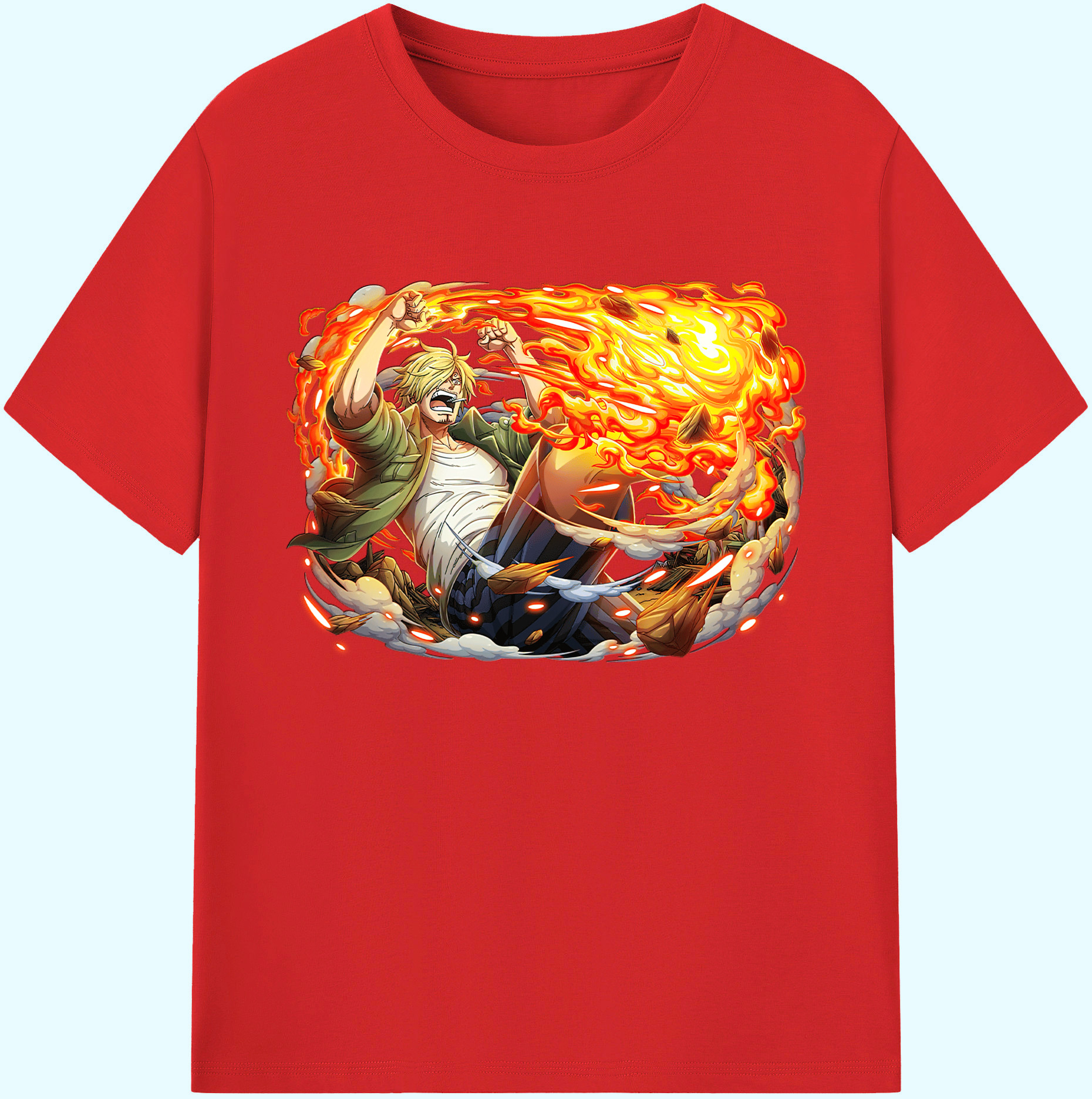 （画像用） ワンピース サンジ ONE PIECE Sanji 綿100％ メンズ半袖Tシャツ｜肌触りやわらか＆通気性