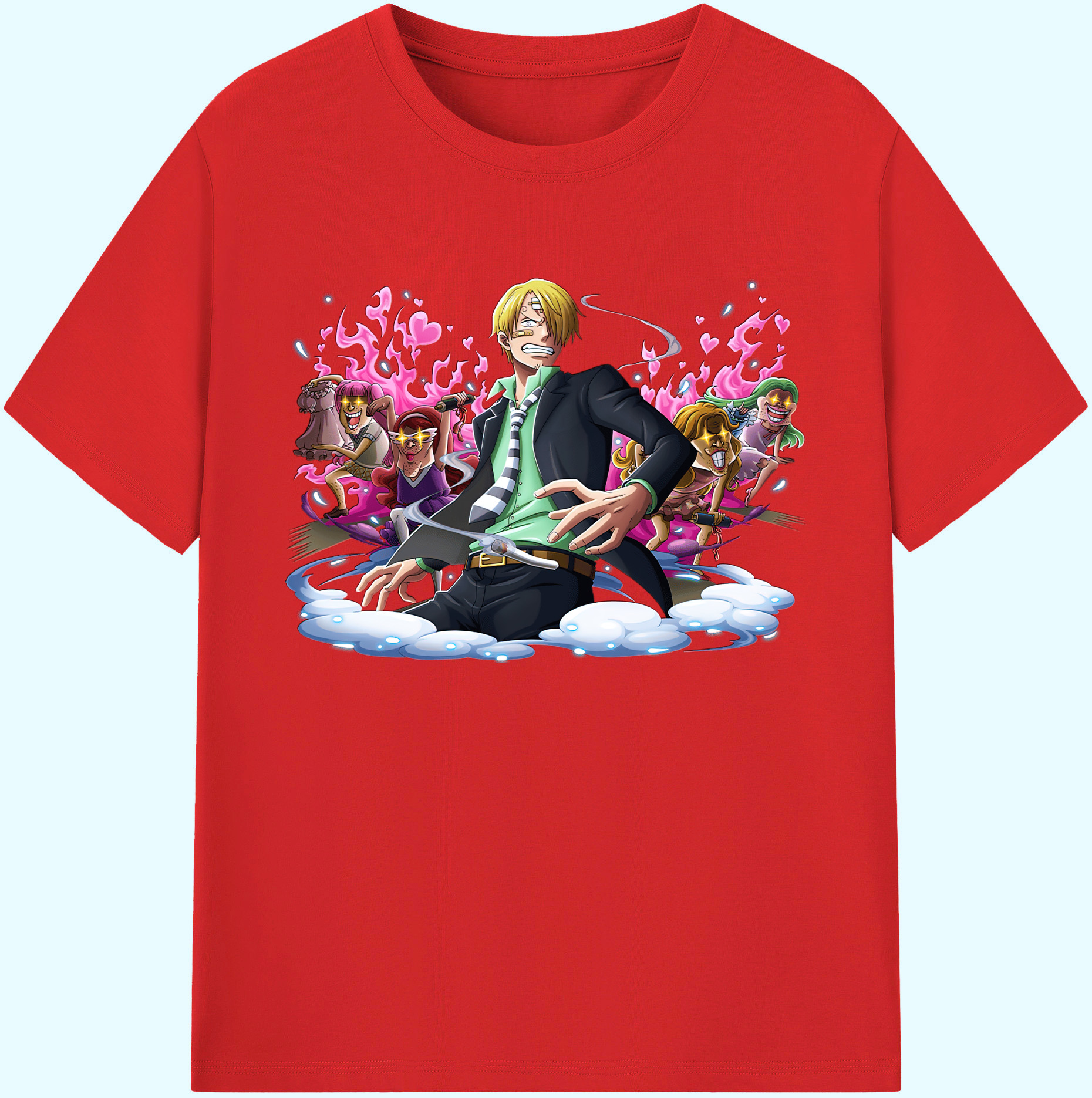 （画像用） ワンピース サンジ ONE PIECE Sanji 綿100％ メンズ半袖Tシャツ｜肌触りやわらか＆通気性