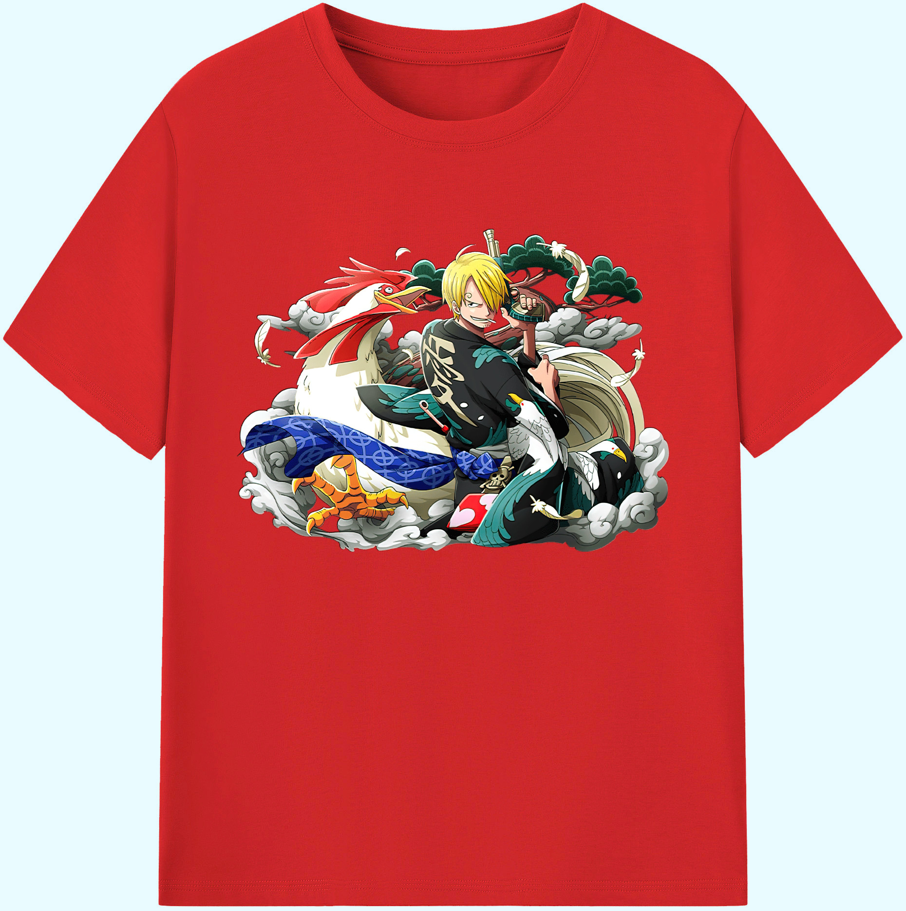 （画像用） ワンピース サンジ ONE PIECE Sanji 綿100％ メンズ半袖Tシャツ｜肌触りやわらか＆通気性