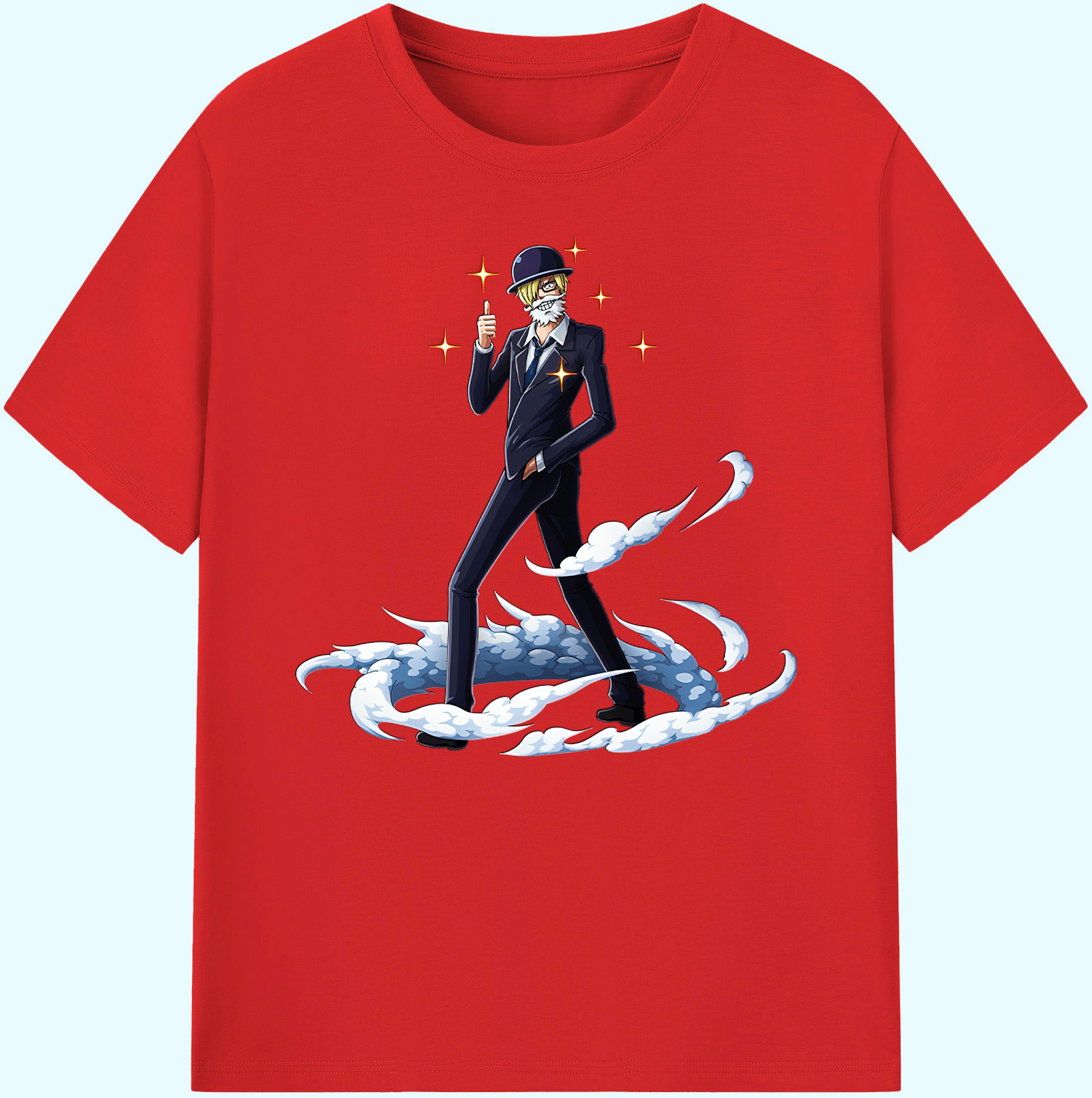 （画像用） ワンピース サンジ ONE PIECE Sanji 綿100％ メンズ半袖Tシャツ｜肌触りやわらか＆通気性