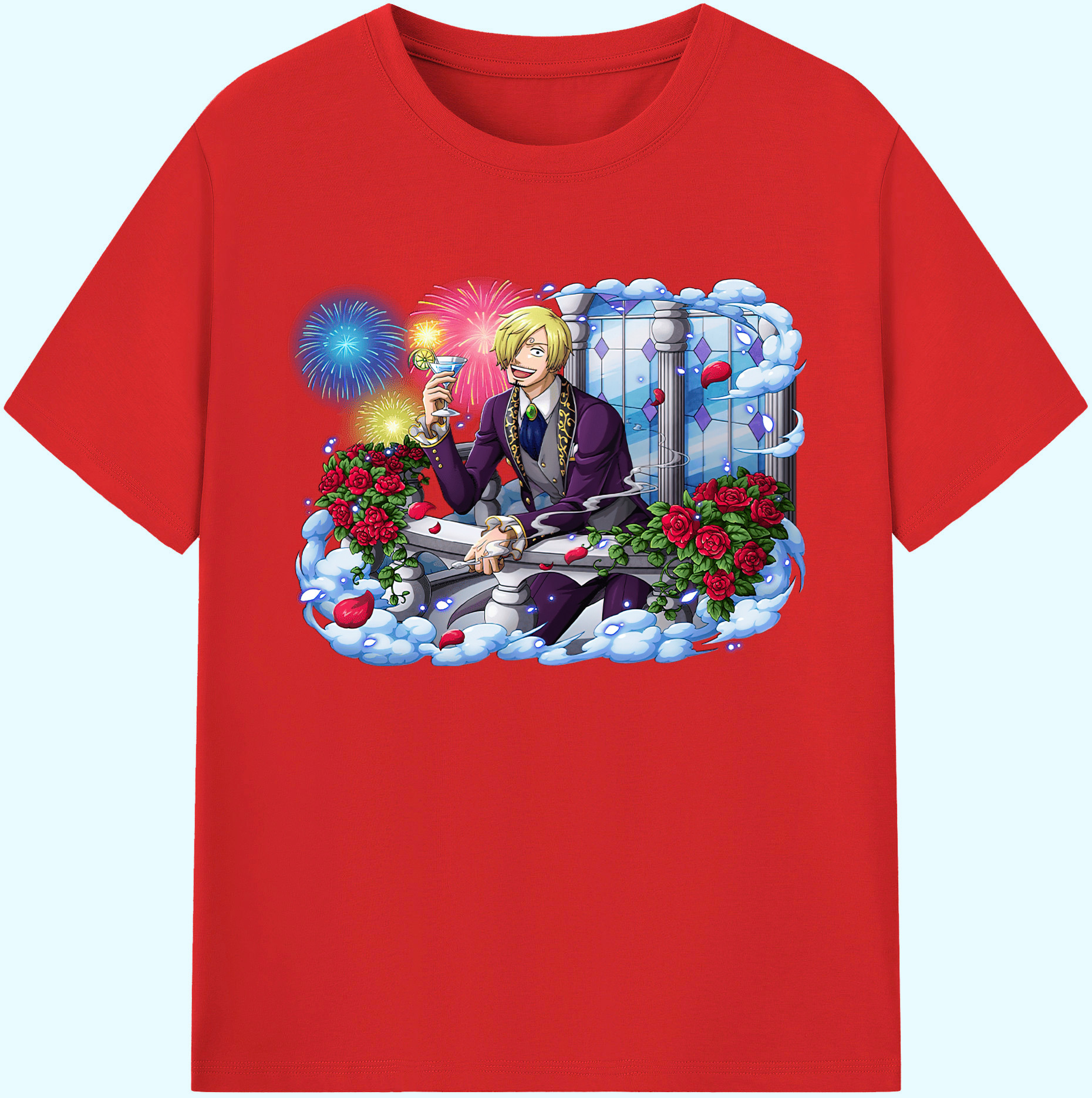（画像用） ワンピース サンジ ONE PIECE Sanji 綿100％ メンズ半袖Tシャツ｜肌触りやわらか＆通気性