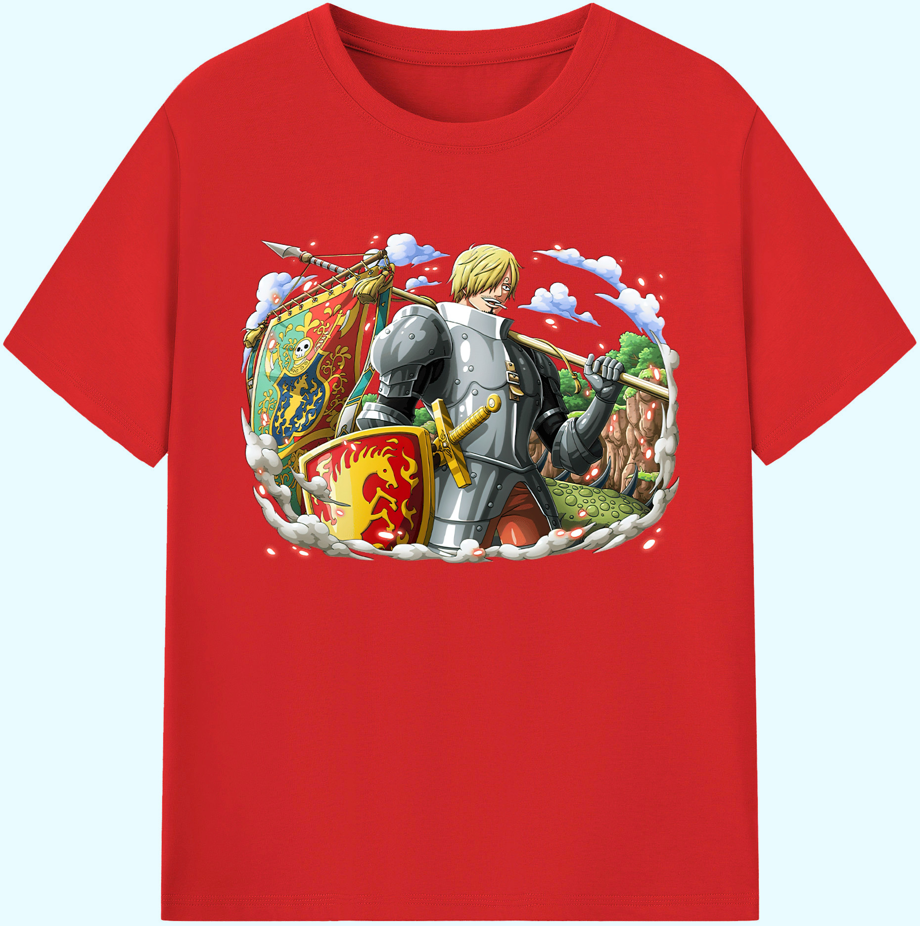 （画像用） ワンピース サンジ ONE PIECE Sanji 綿100％ メンズ半袖Tシャツ｜肌触りやわらか＆通気性