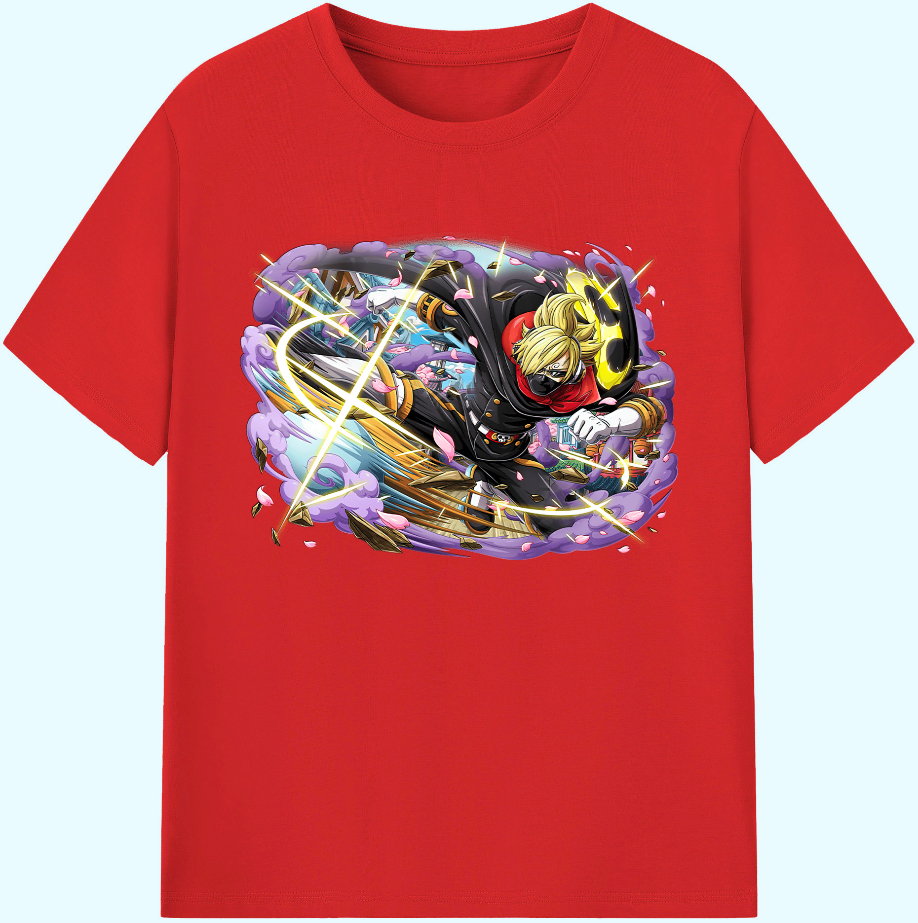 （画像用） ワンピース サンジ ONE PIECE Sanji 綿100％ メンズ半袖Tシャツ｜肌触りやわらか＆通気性