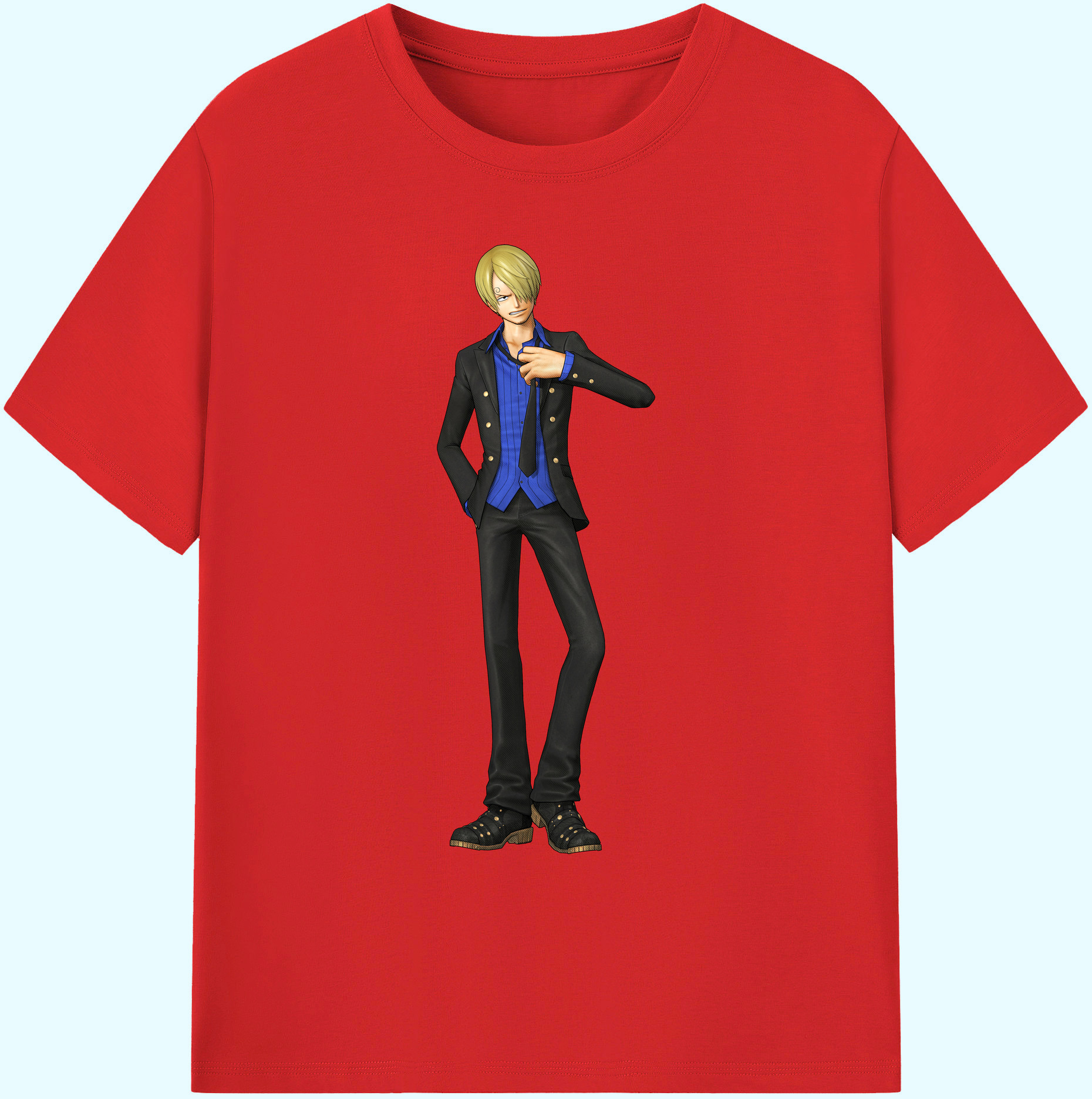 （画像用） ワンピース サンジ ONE PIECE Sanji 綿100％ メンズ半袖Tシャツ｜肌触りやわらか＆通気性