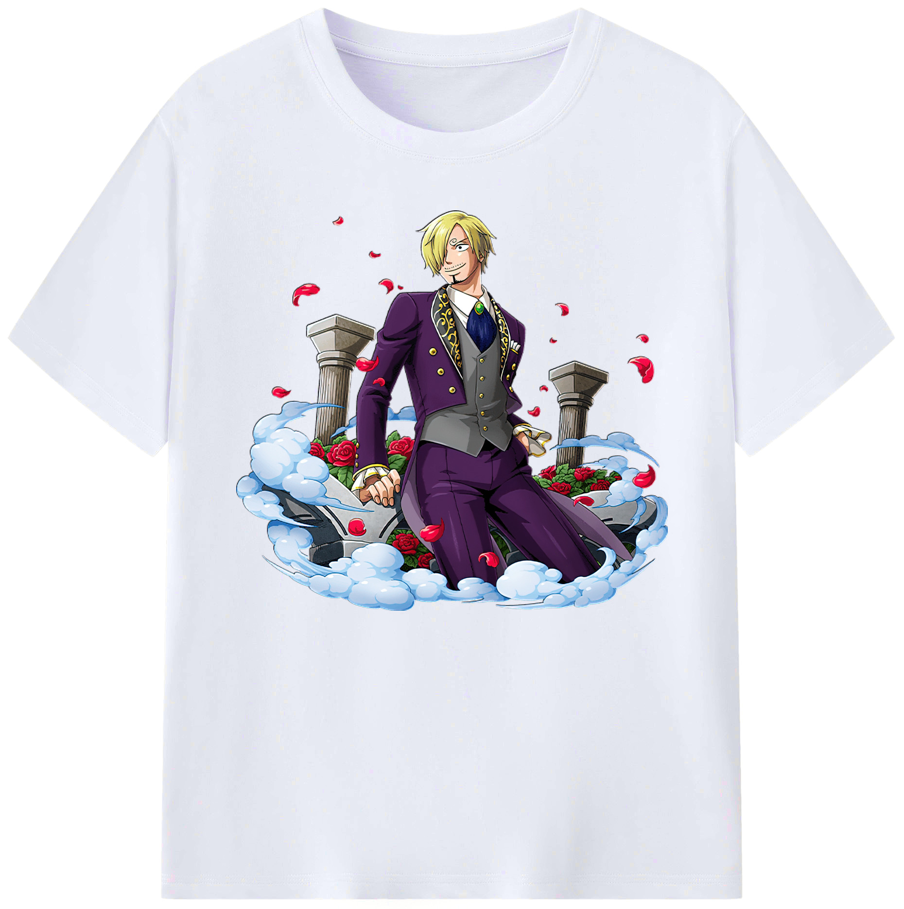 （画像用） ワンピース サンジ ONE PIECE Sanji 綿100％ メンズ半袖Tシャツ｜肌触りやわらか＆通気性