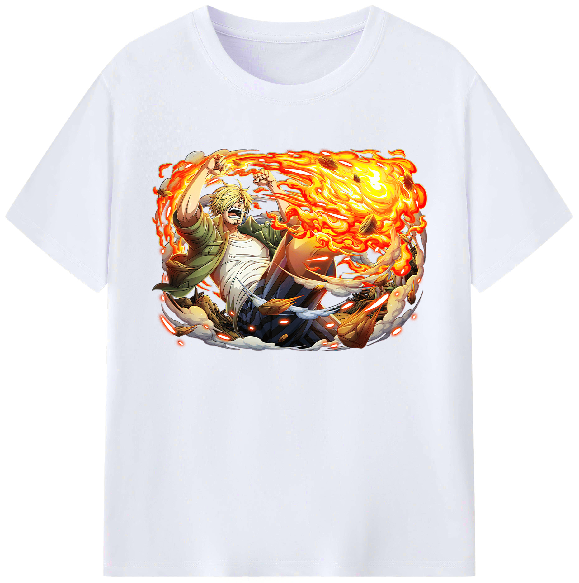 （画像用） ワンピース サンジ ONE PIECE Sanji 綿100％ メンズ半袖Tシャツ｜肌触りやわらか＆通気性