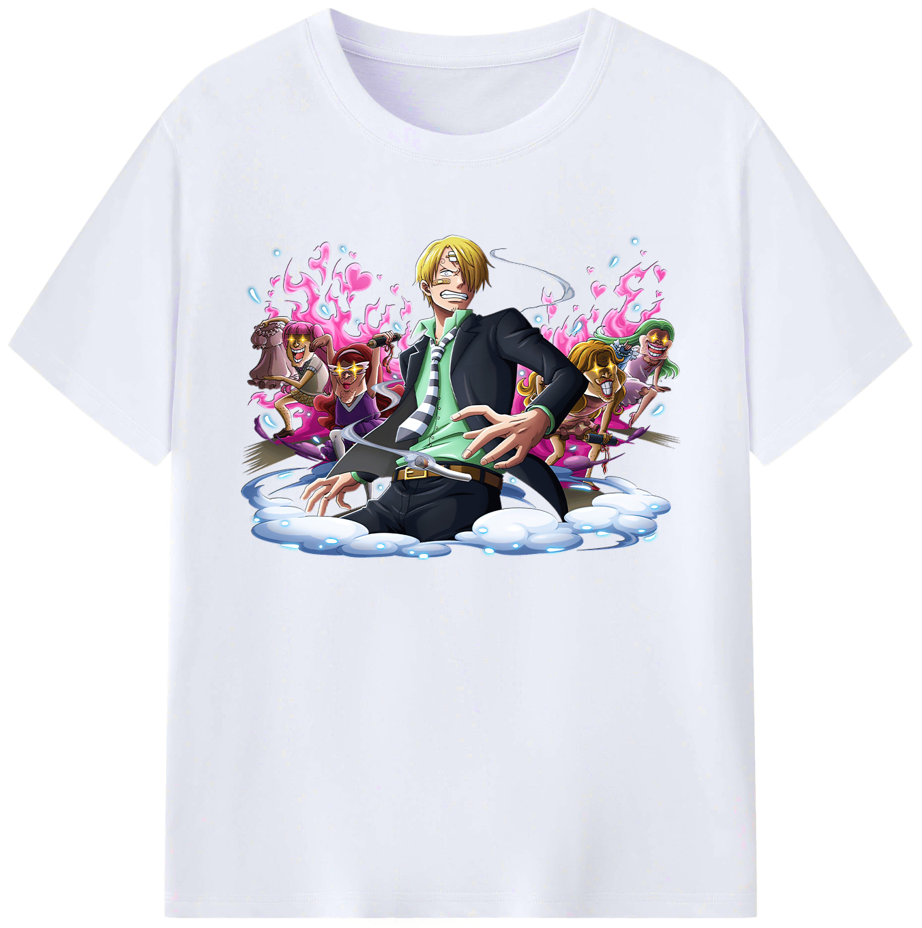 （画像用） ワンピース サンジ ONE PIECE Sanji 綿100％ メンズ半袖Tシャツ｜肌触りやわらか＆通気性