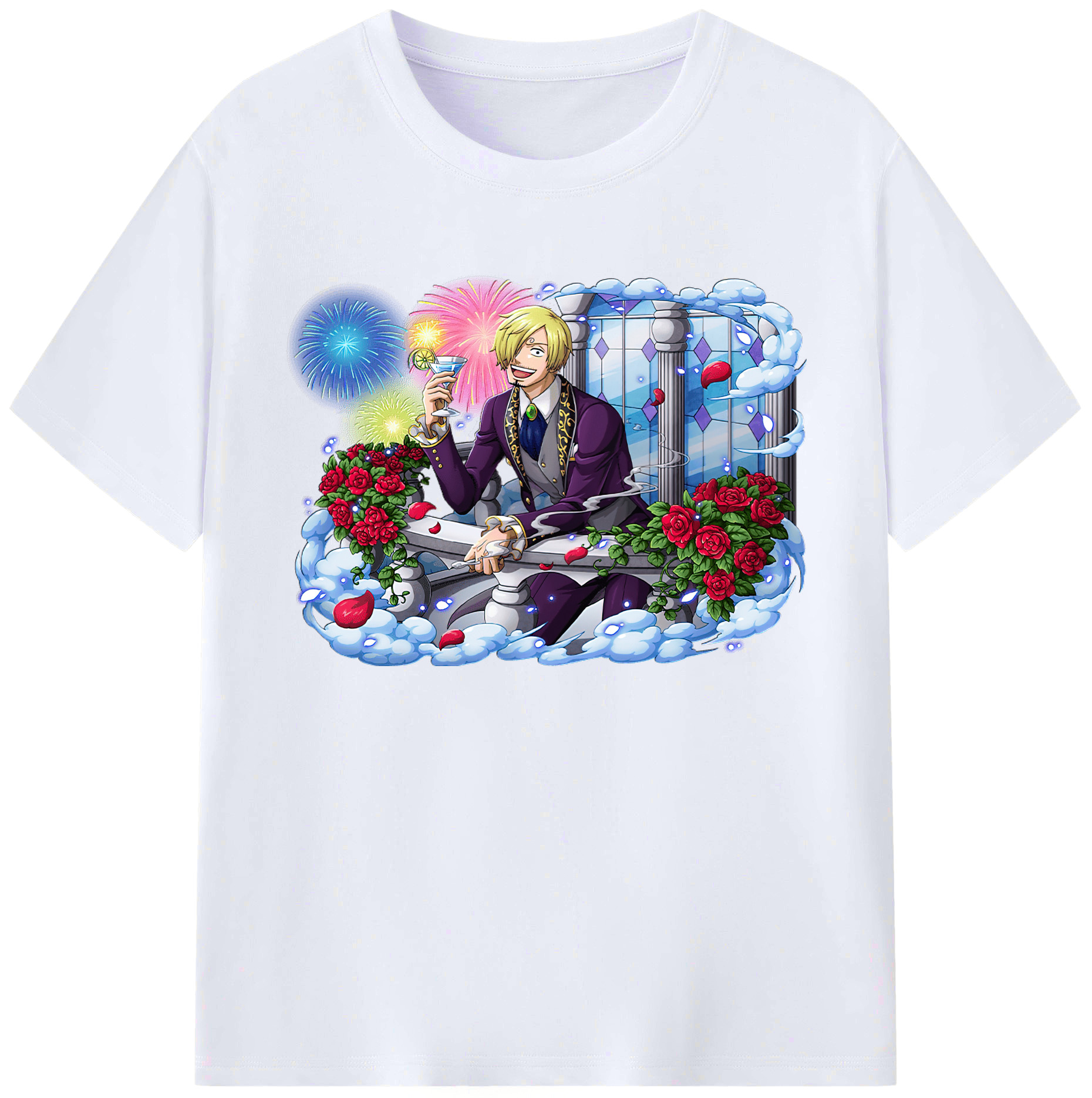 （画像用） ワンピース サンジ ONE PIECE Sanji 綿100％ メンズ半袖Tシャツ｜肌触りやわらか＆通気性